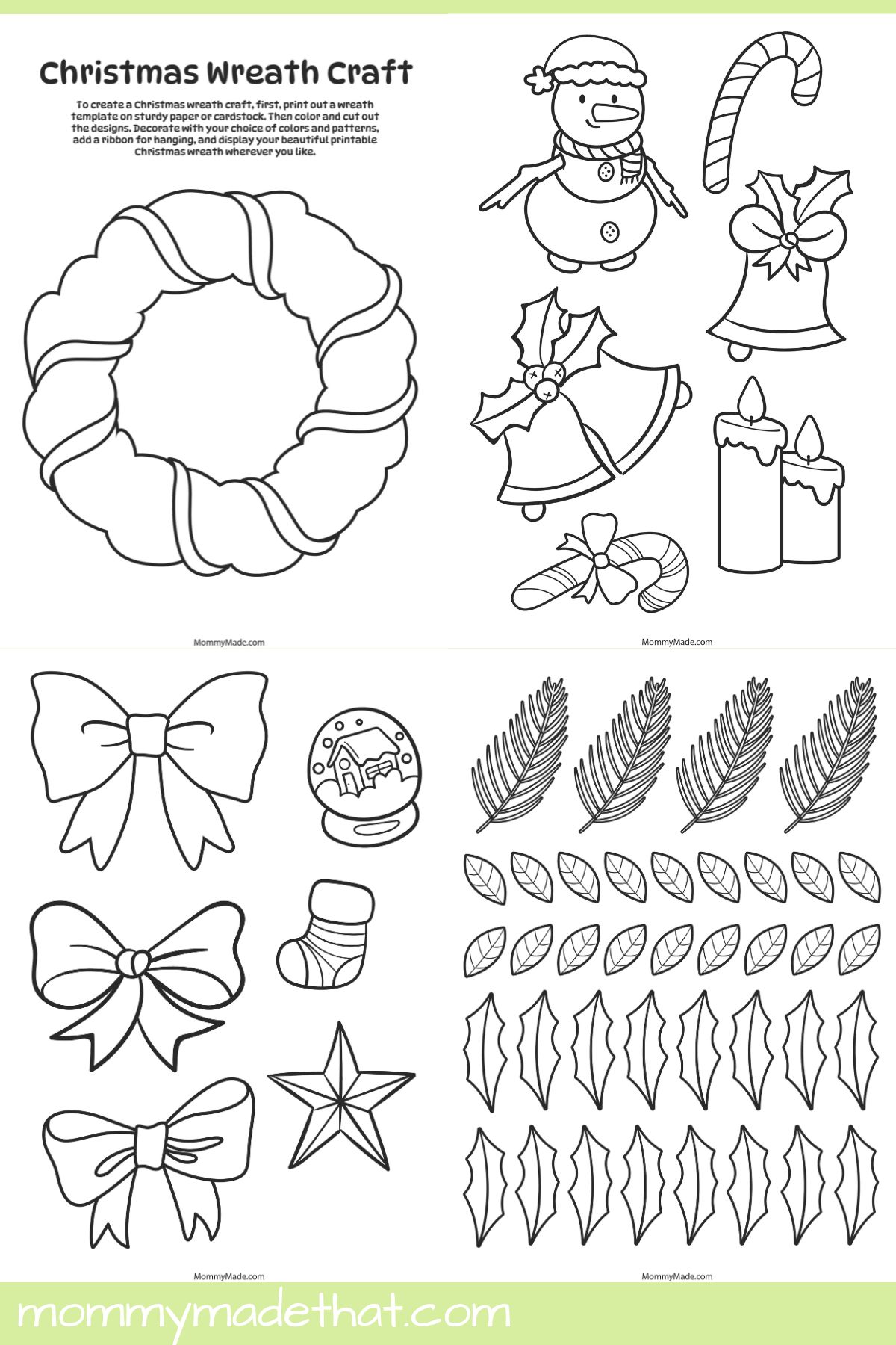 Printable Christmas Wreath Craft Template
