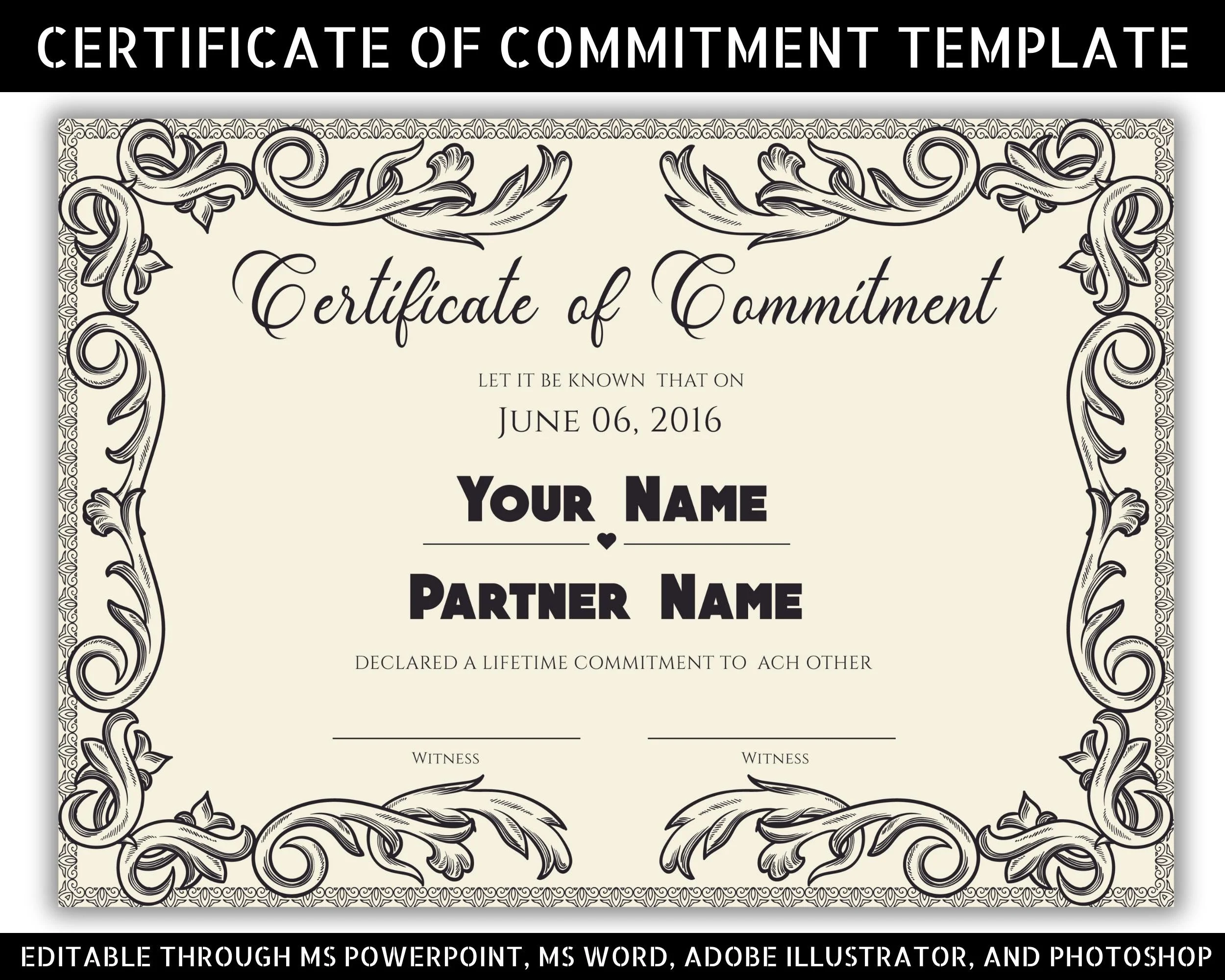 Printable Commitment Certificate