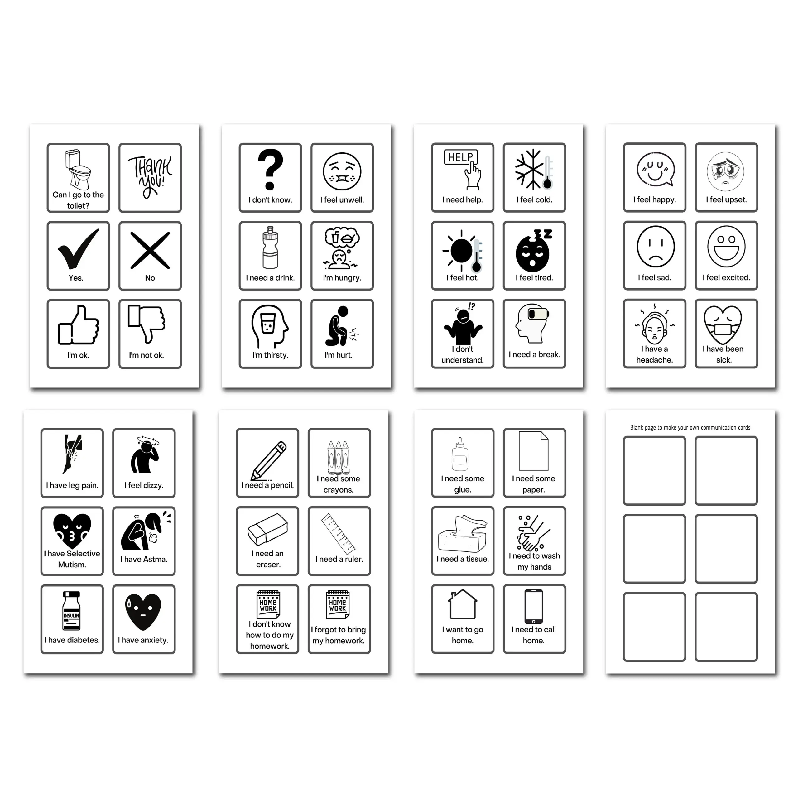 Printable Communication Cards For Non
