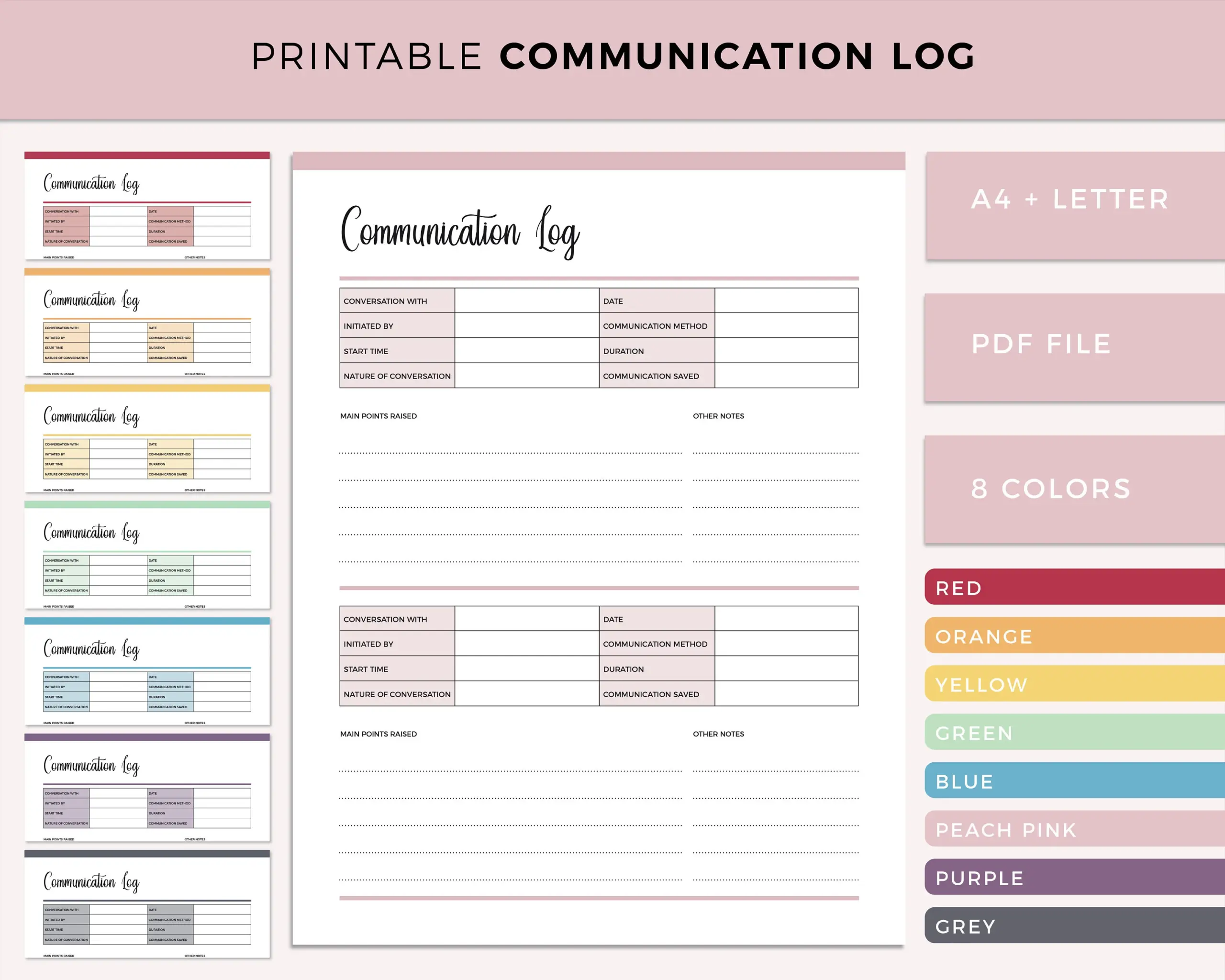 free printable communication log template free printable communication log template