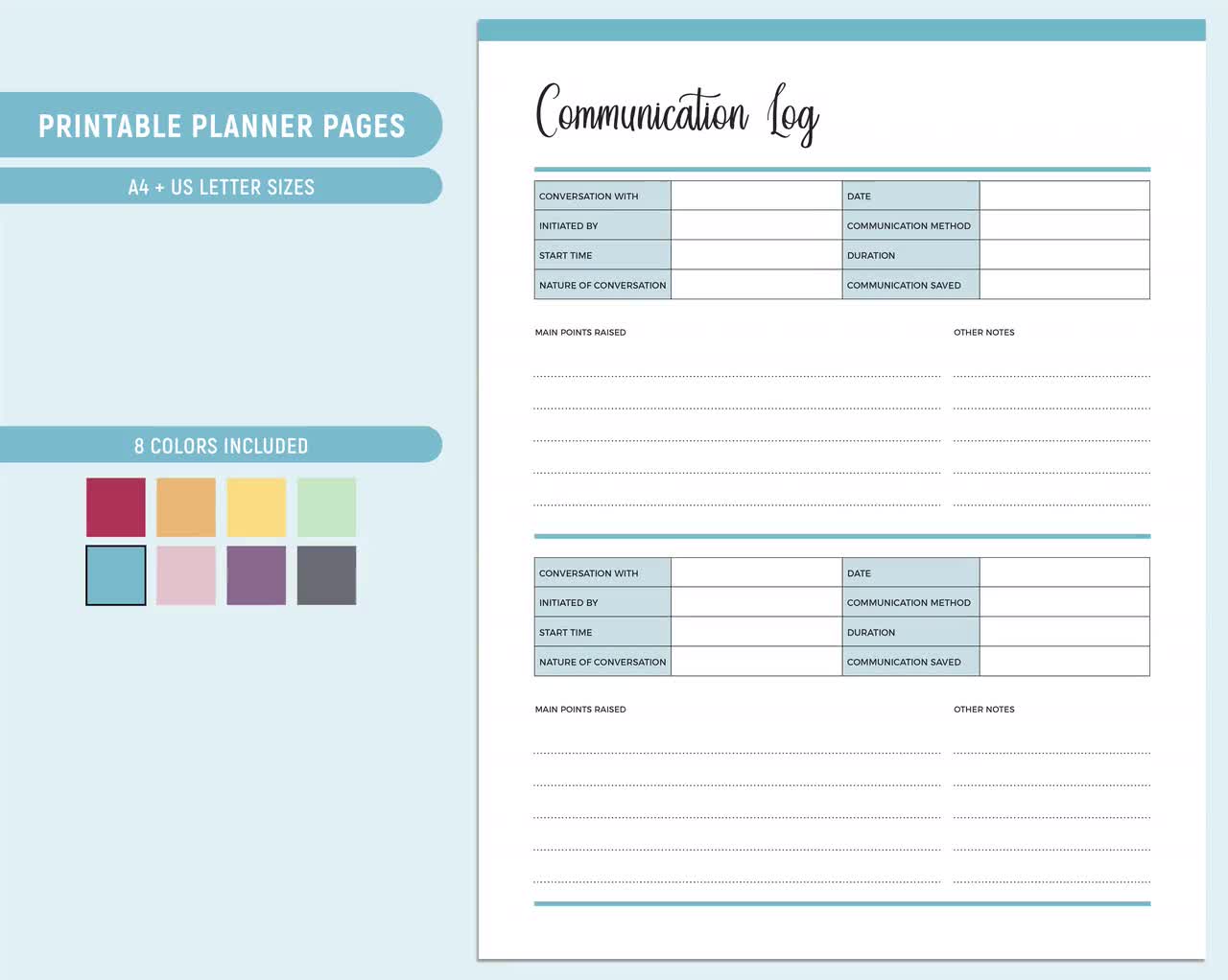 Printable Communication Log Call Log Printable Communication Log Call Log