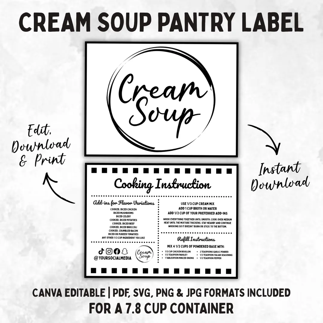 free soup can label template