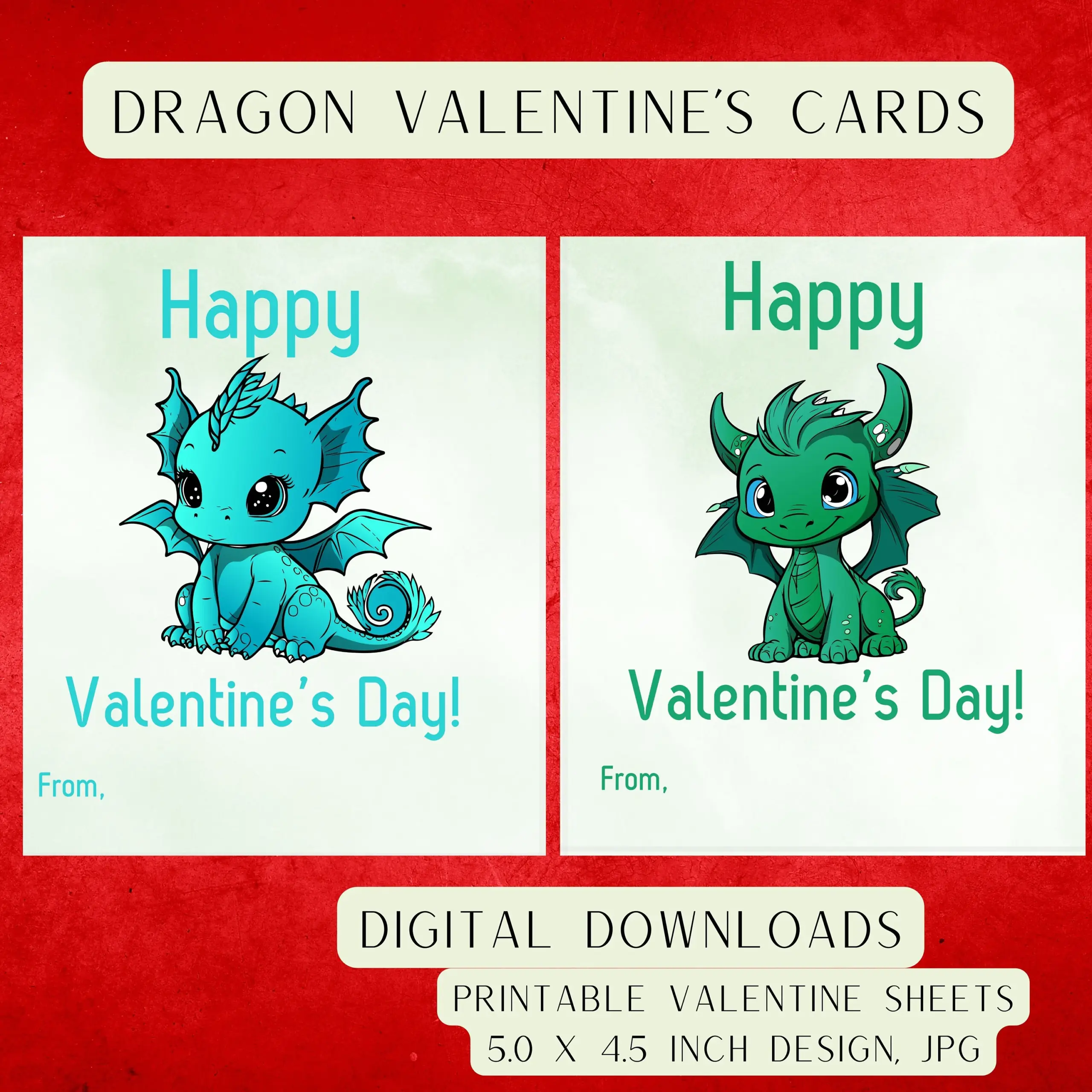 Printable Dragon Valentines Day Cards