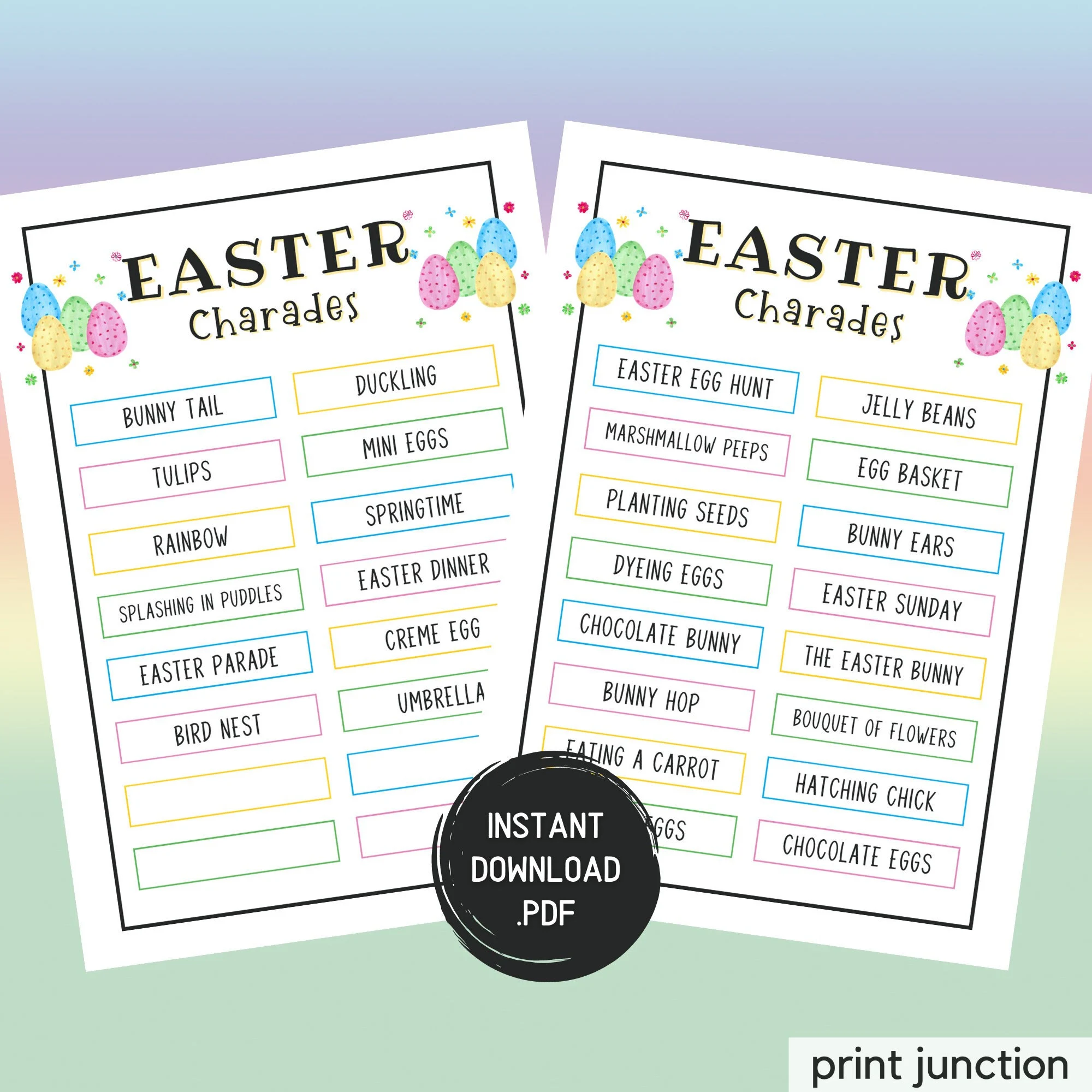 Printable Easter Charades Game Spring