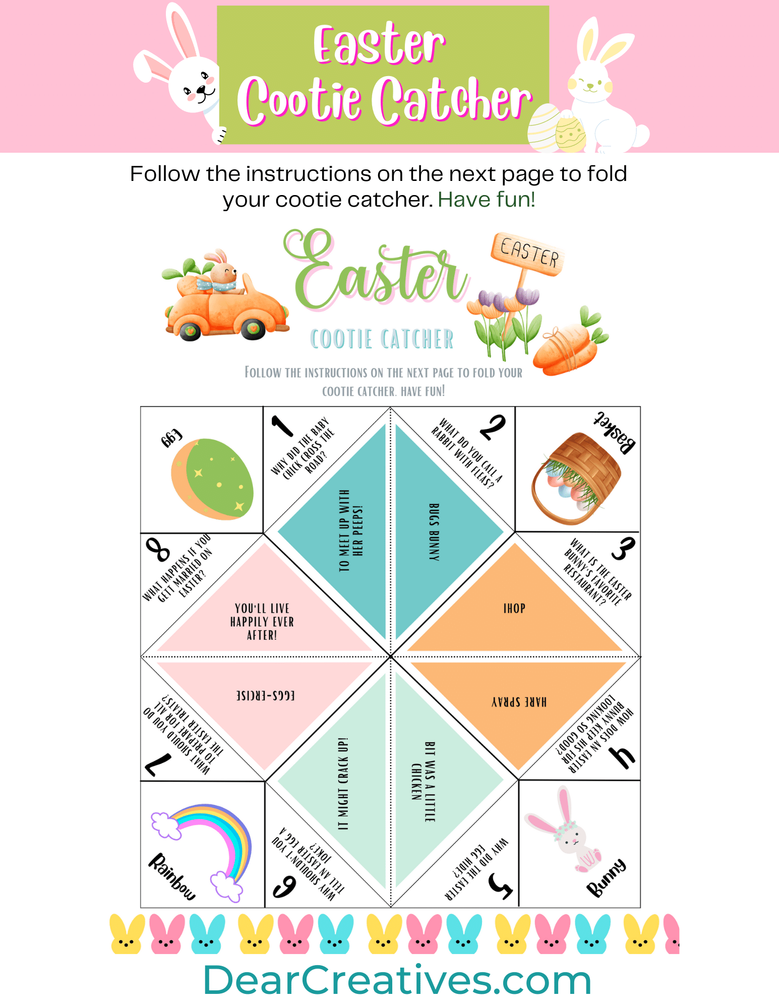 Printable Easter Cootie Catcher With Instructions