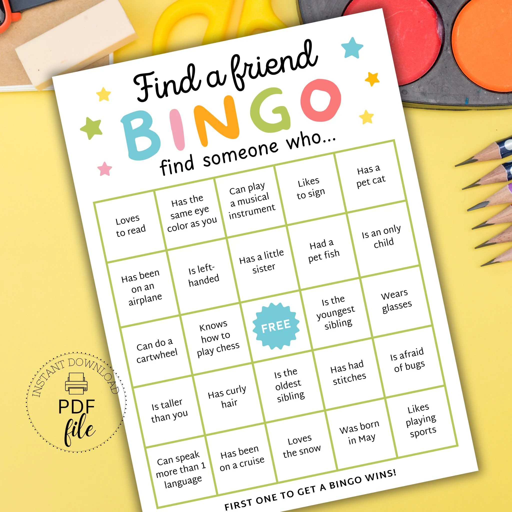 free friendship bingo game printables