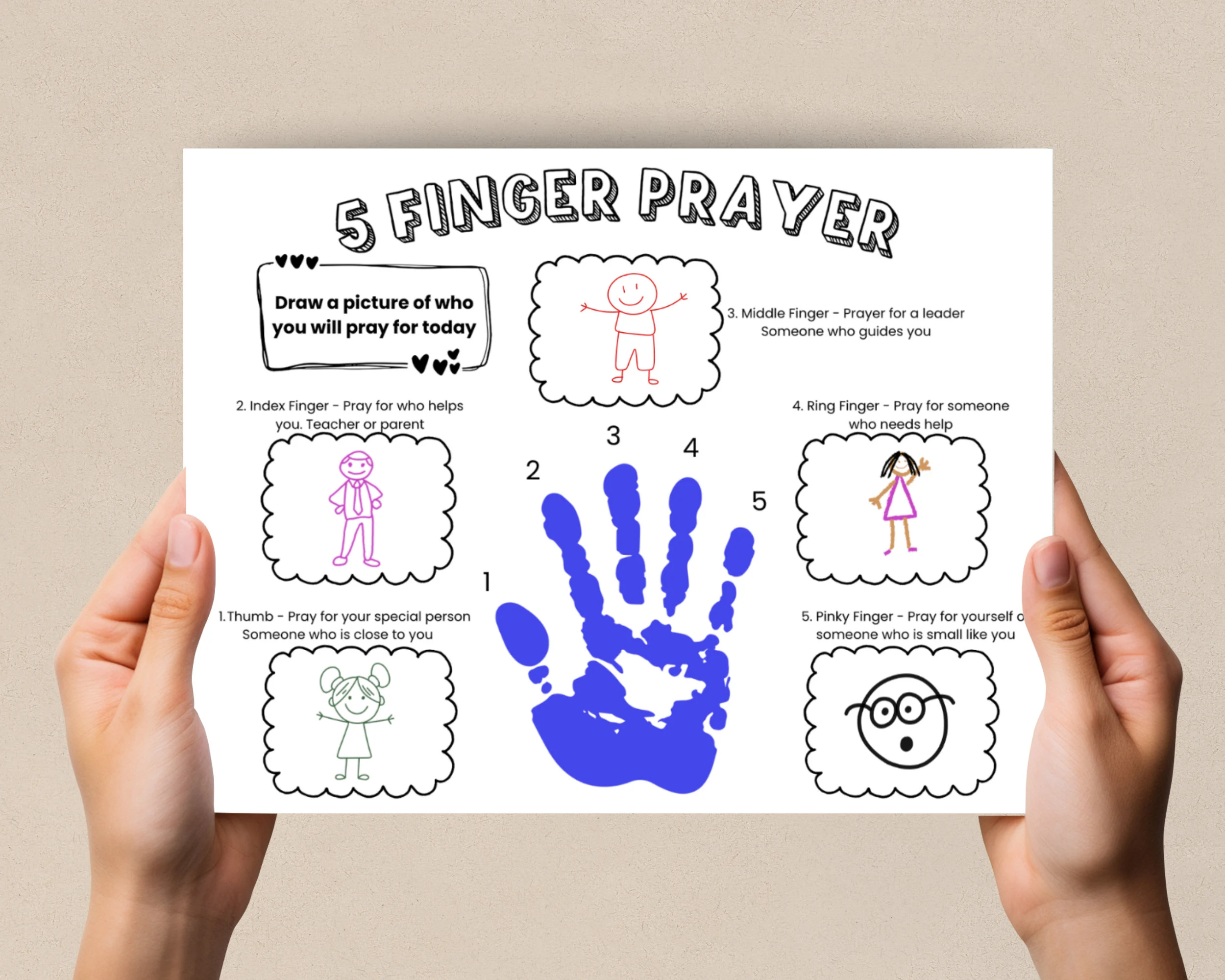 Printable Five Finger Prayer