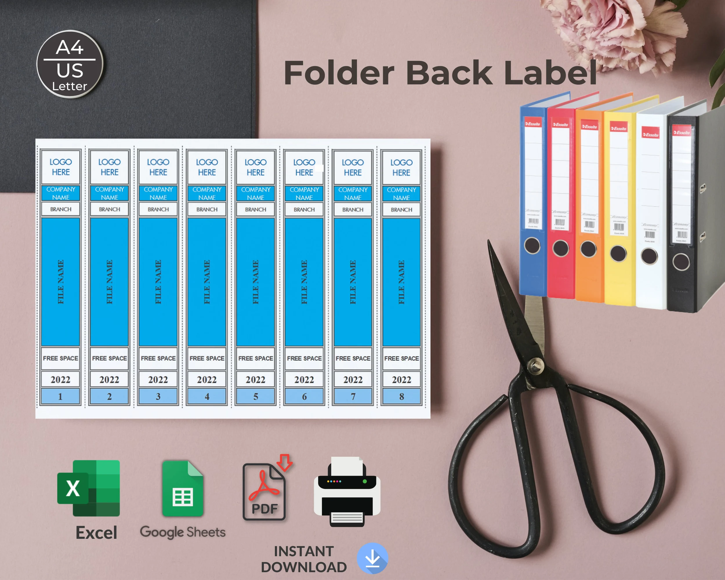 Printable Folder Back Labels Excel