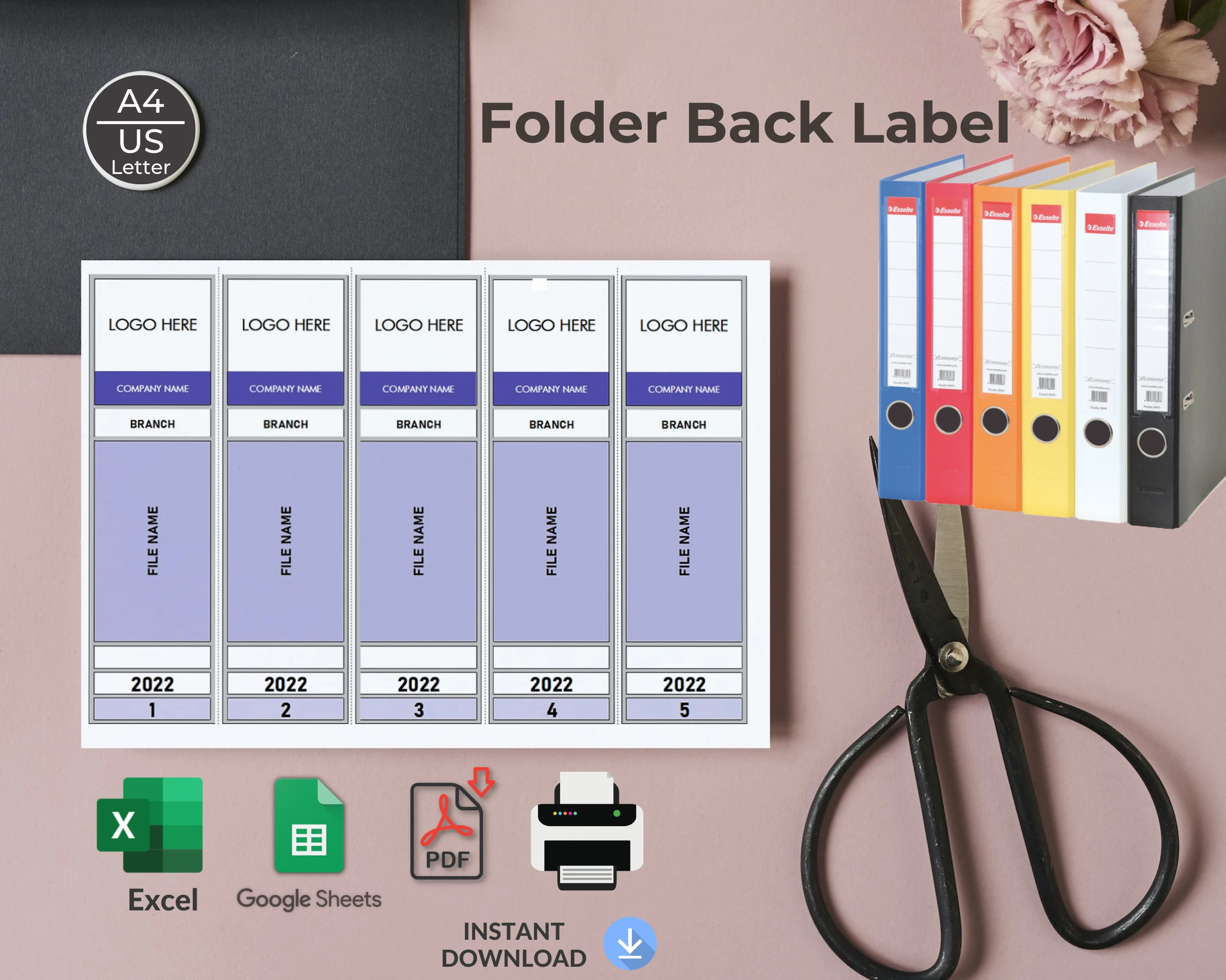 Printable Folder Back Labels Excel