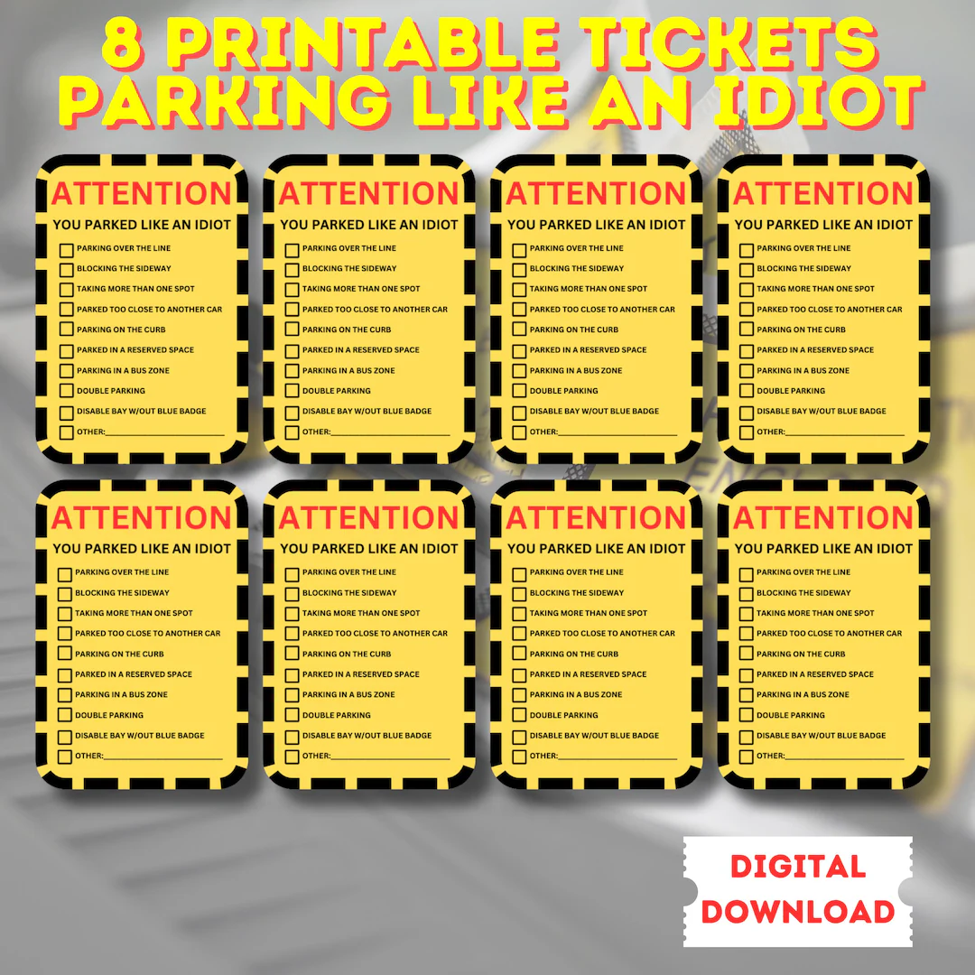 Printable Funny Parking Tickets You Printable Funny Parking Tickets You