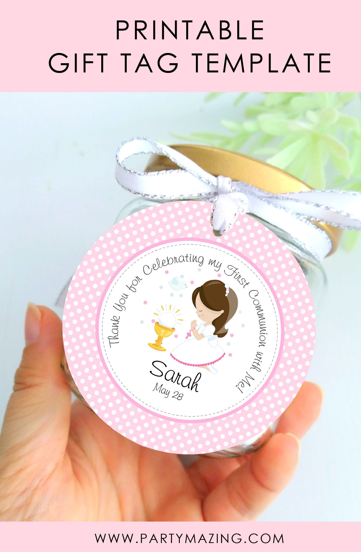 Printable Girl First Communion Tag