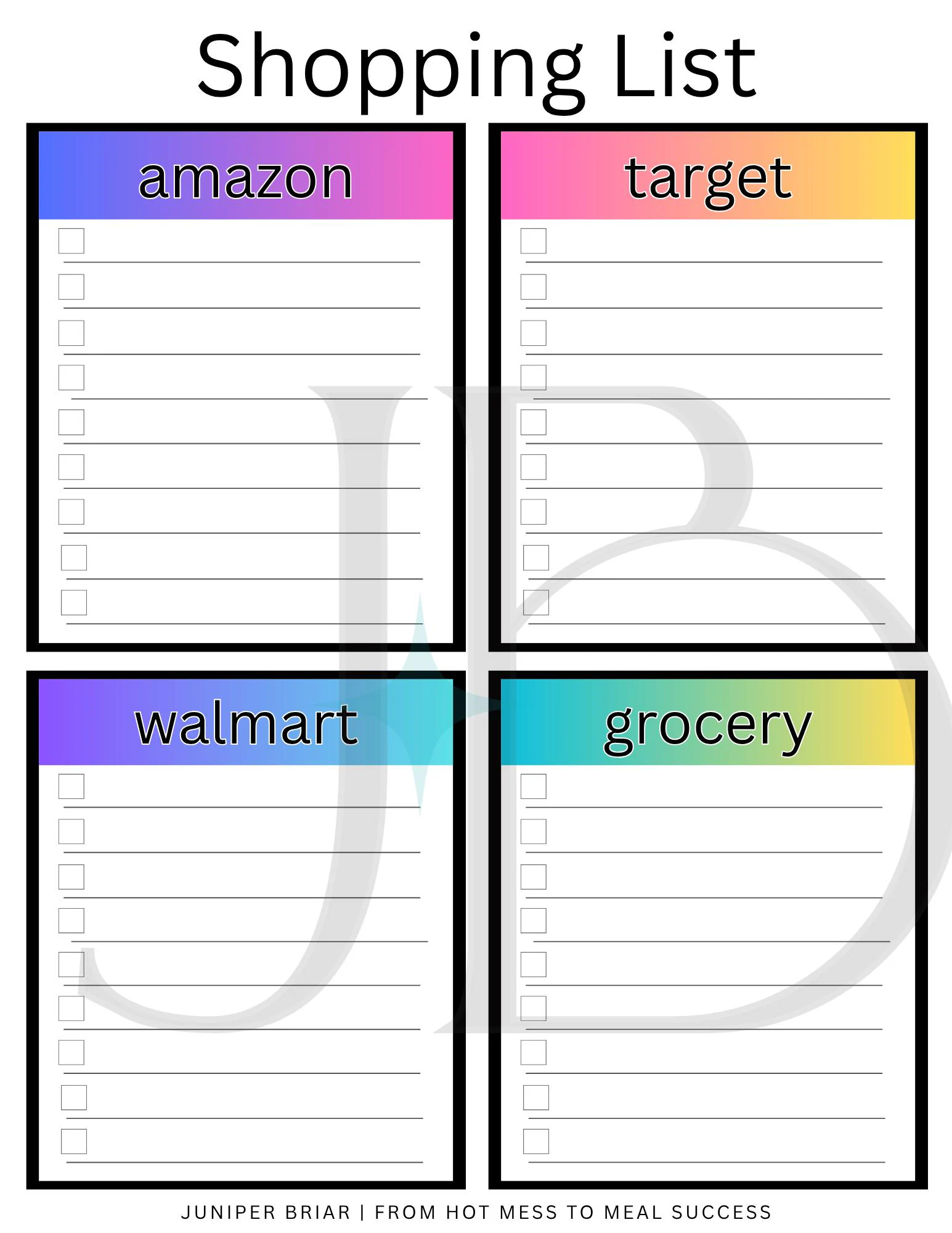 Printable Grocery List By Store Pdf