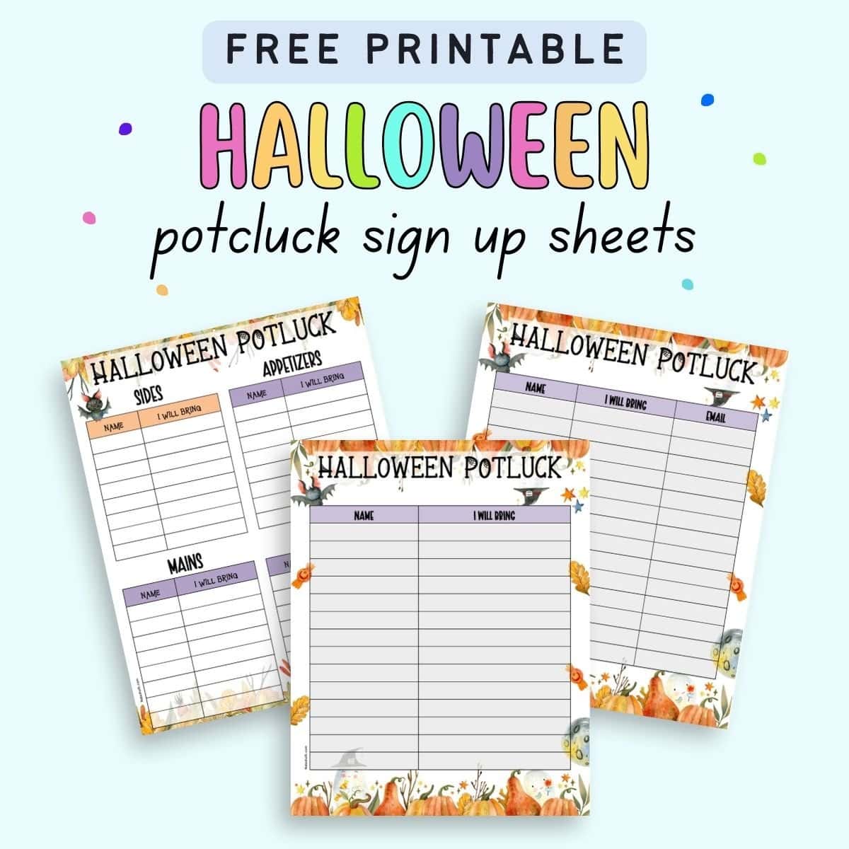 Printable Halloween Potluck Sign Up Sheet Printable Halloween Potluck Sign Up Sheet