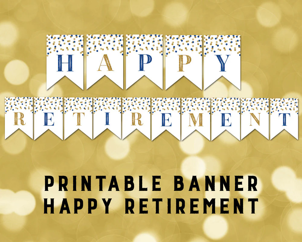 Printable Happy Retirement Banner Dark