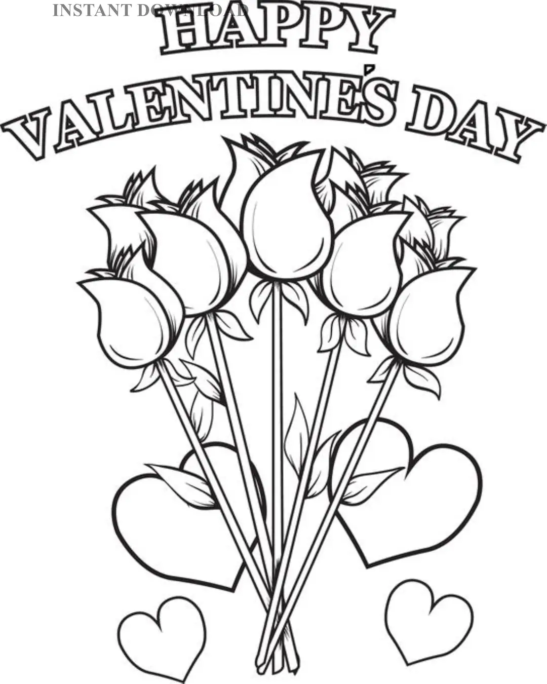Printable Hearts And Flowers Valentine
