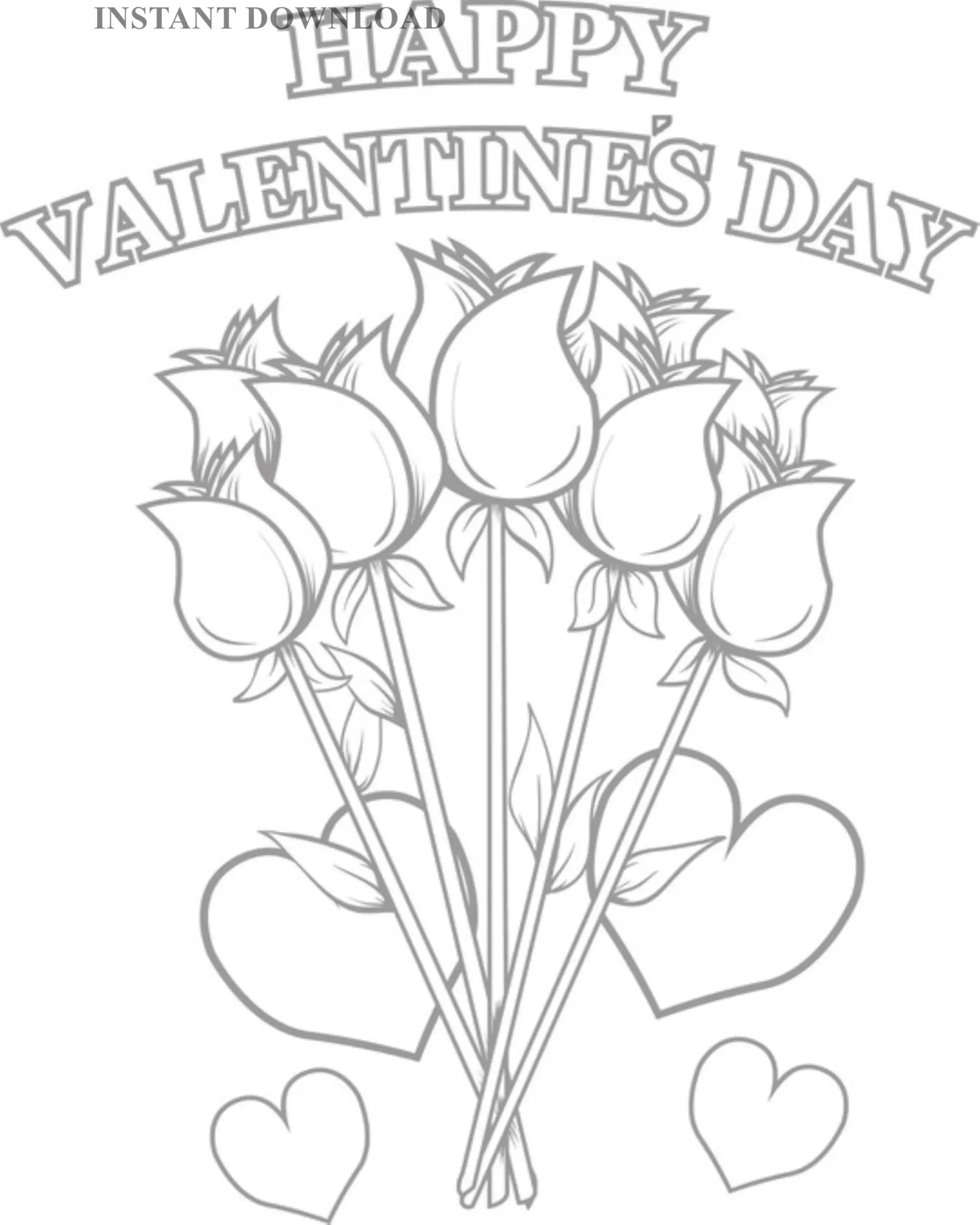 Printable Hearts And Flowers Valentine