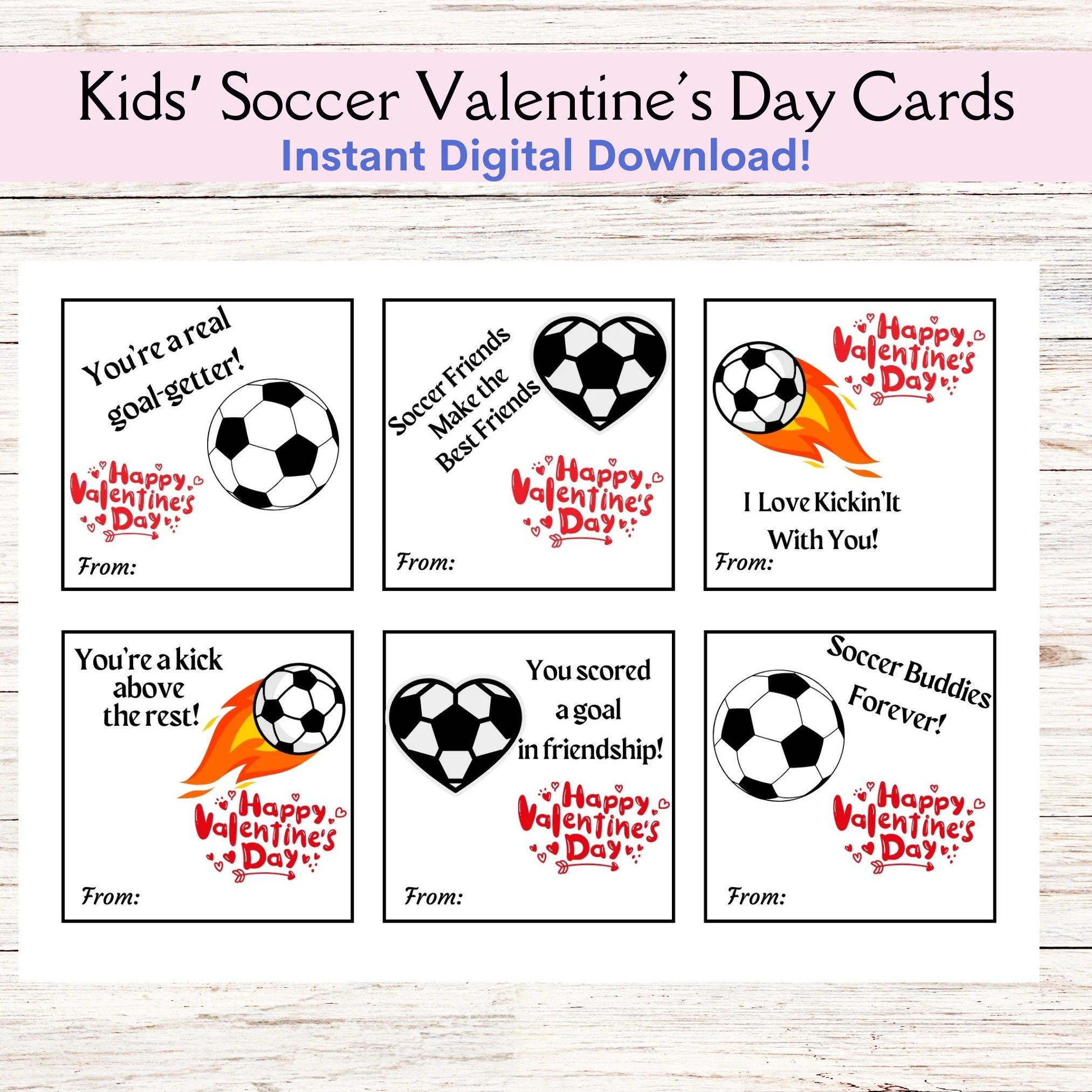 Printable Kids Soccer Valentine Cards