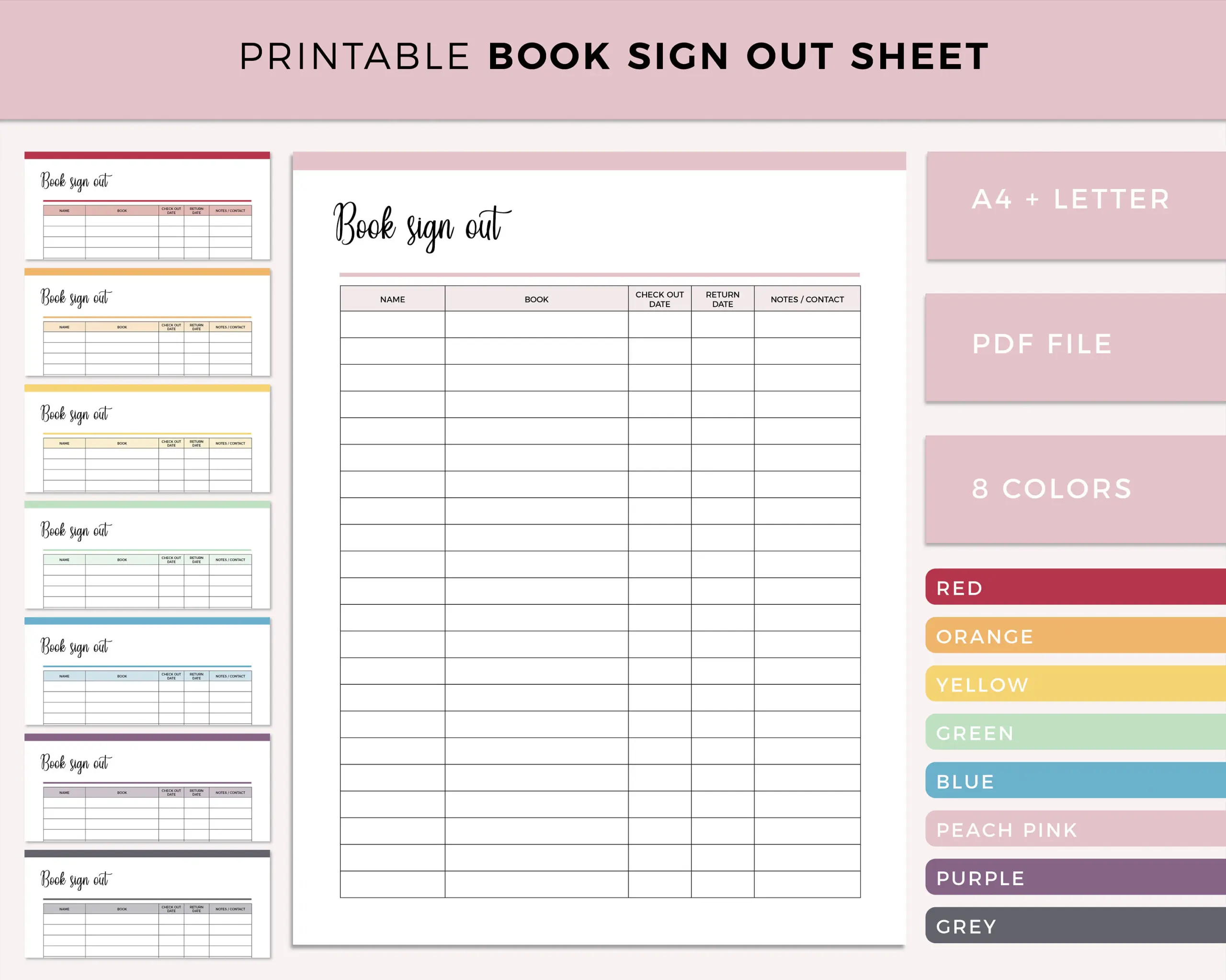 free printable library checkout sheets