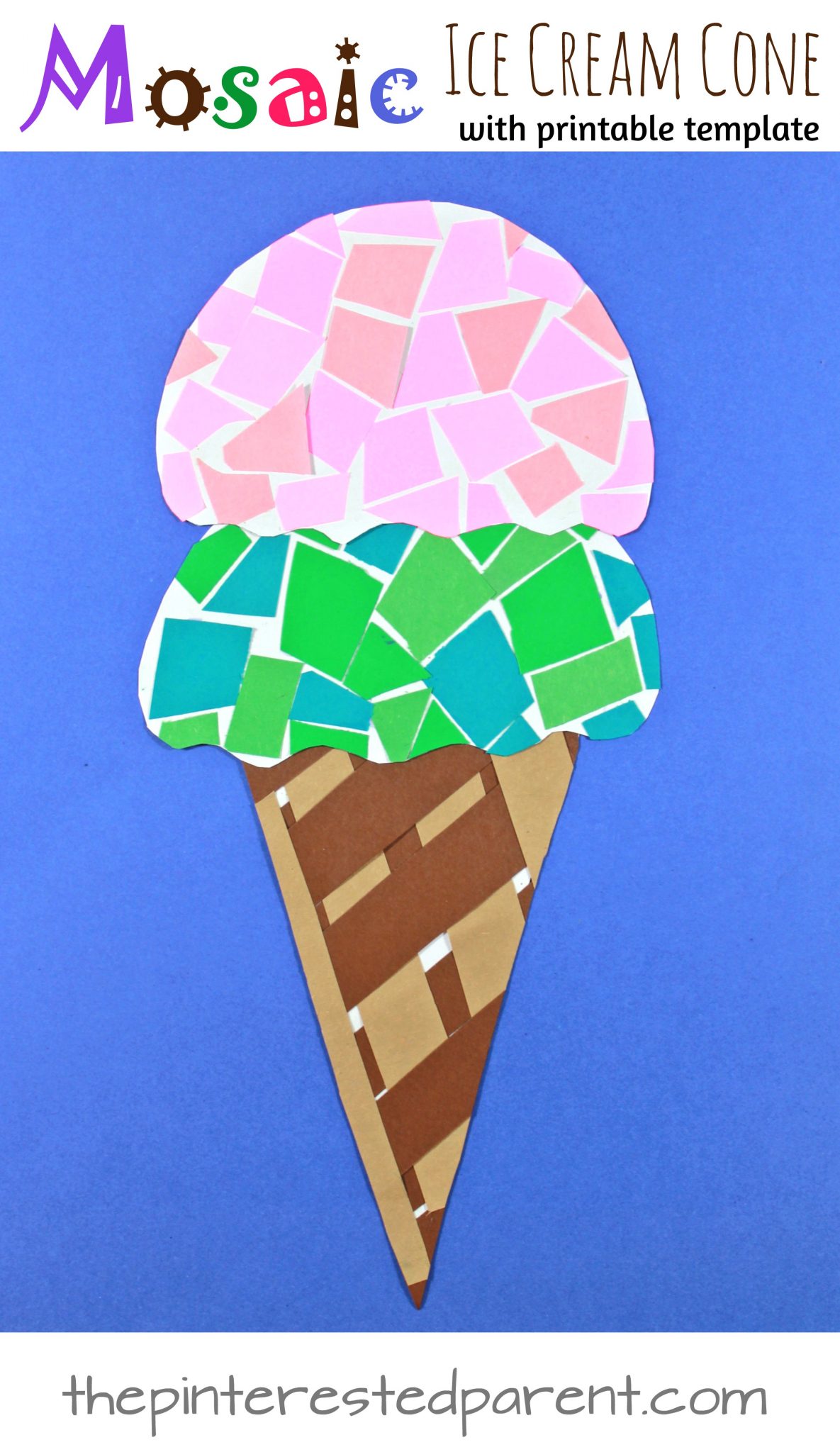 Printable Paper Mosaic Ice Cream Cone