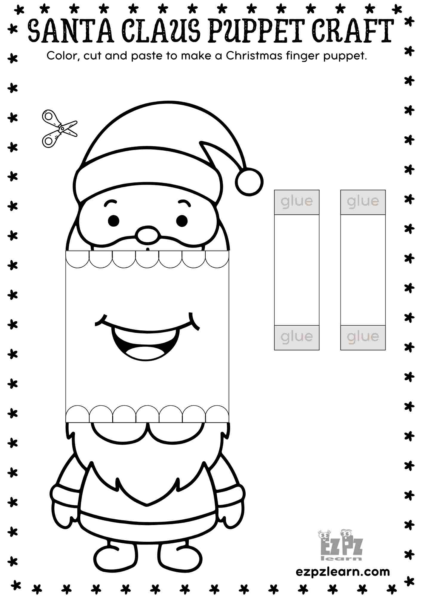 Printable Paper Santa Claus Christmas Puppet Festive Diy Craft For Kids Crafts