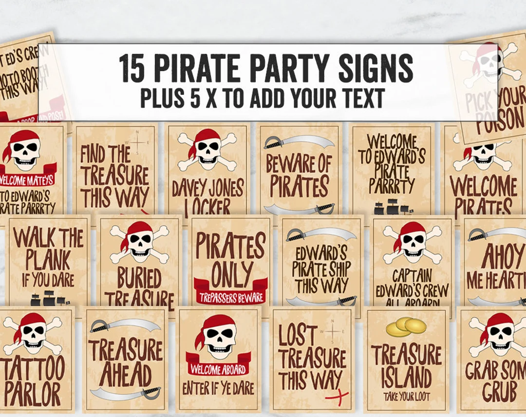 Printable Pirate Themed Party Signs Printable Pirate Themed Party Signs