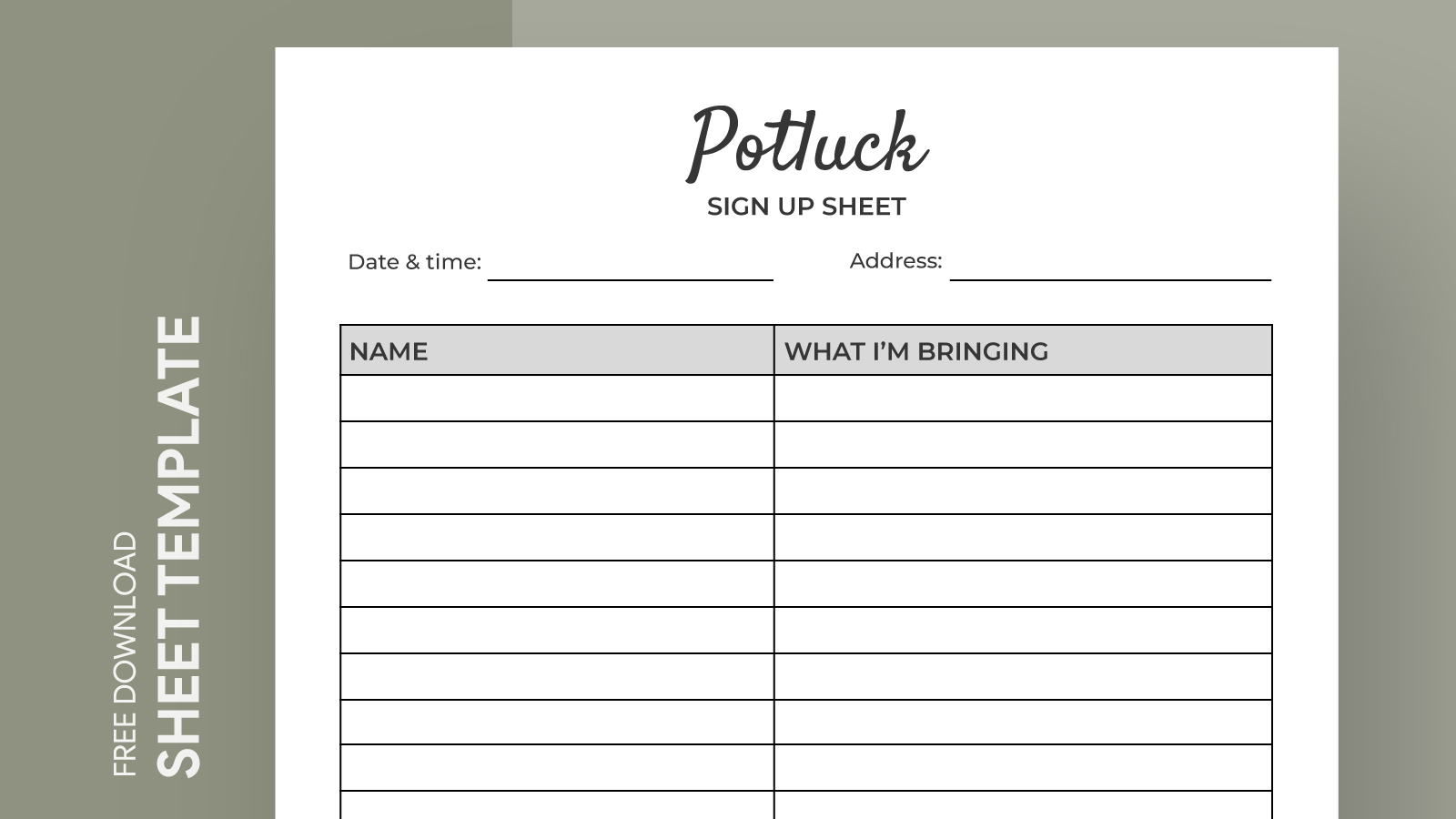 Printable Potluck Sign Up Sheet Free Google Docs Template Printable Potluck Sign Up Sheet Free Google Docs Template