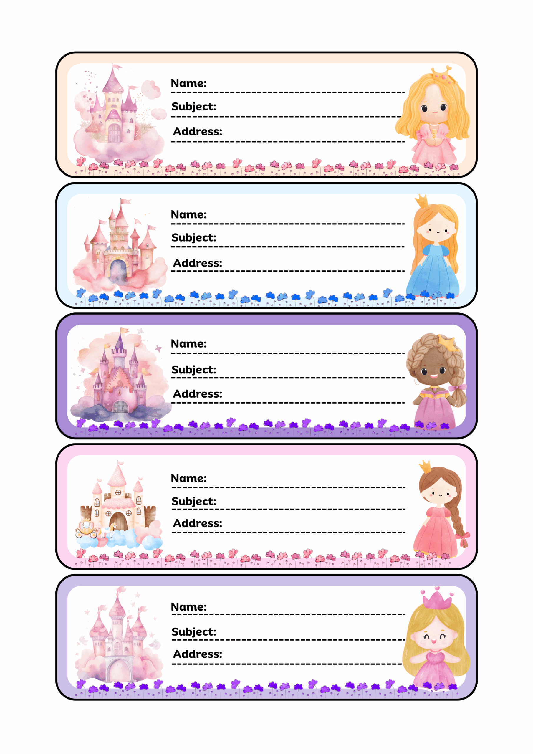 free printable disney princess name tags