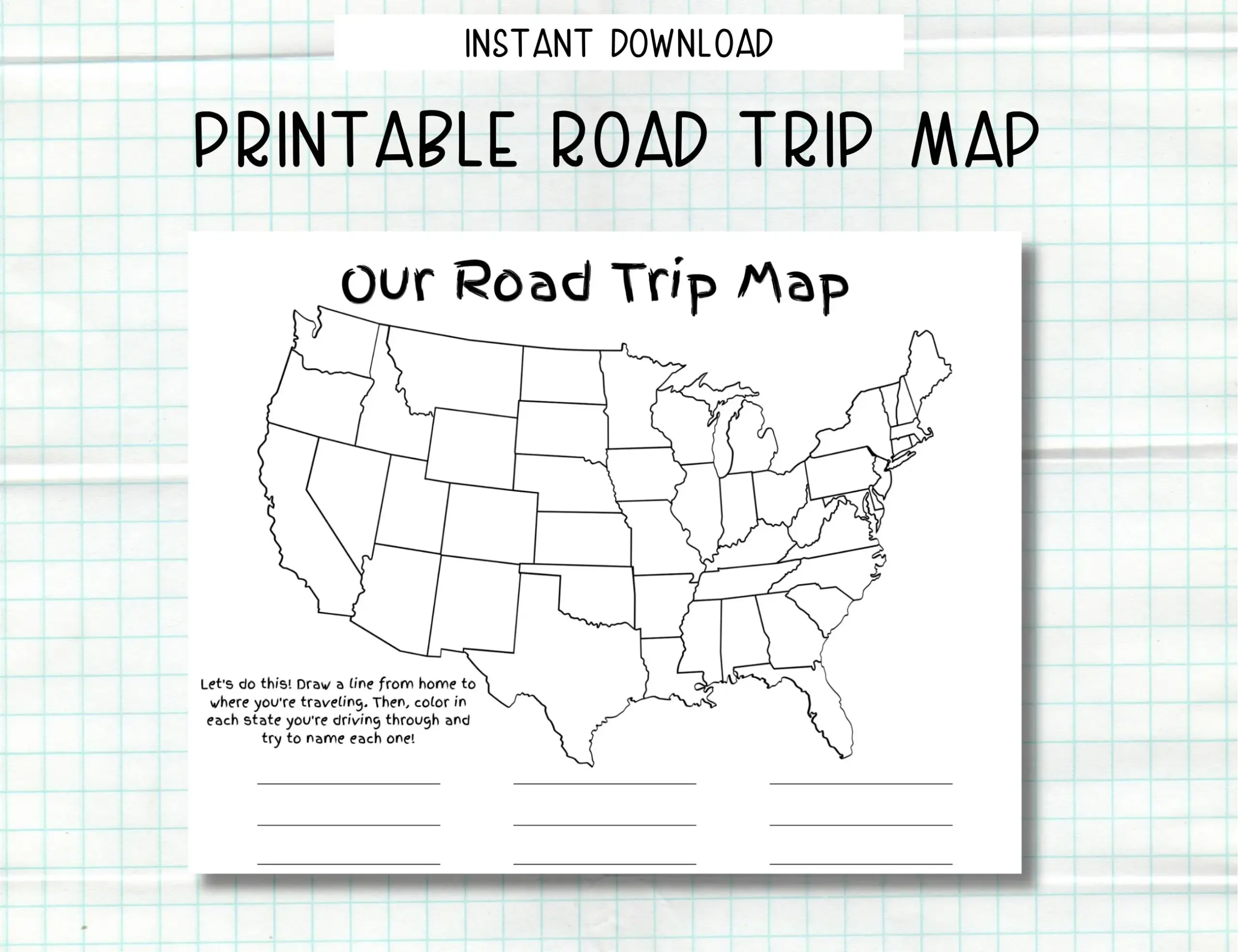 Printable Road Trip Map Kids Road Trip Printable Road Trip Map Kids Road Trip