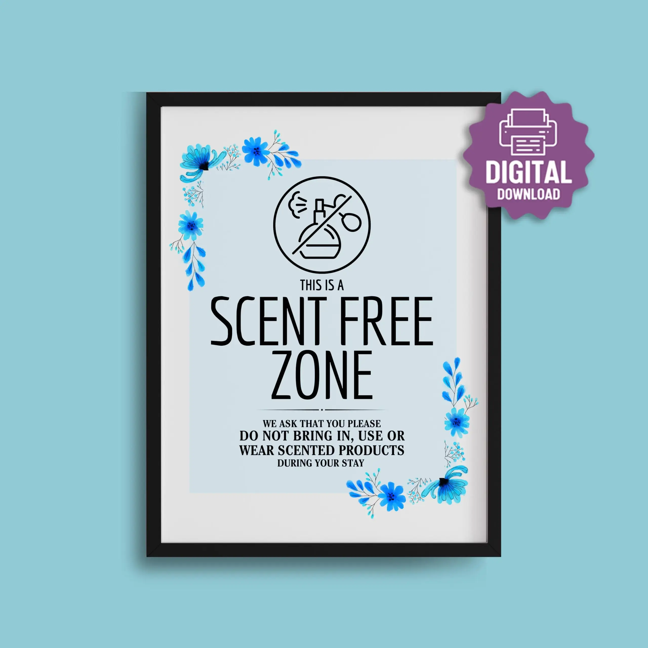 Printable Scent Free Zone Sign Fragrance