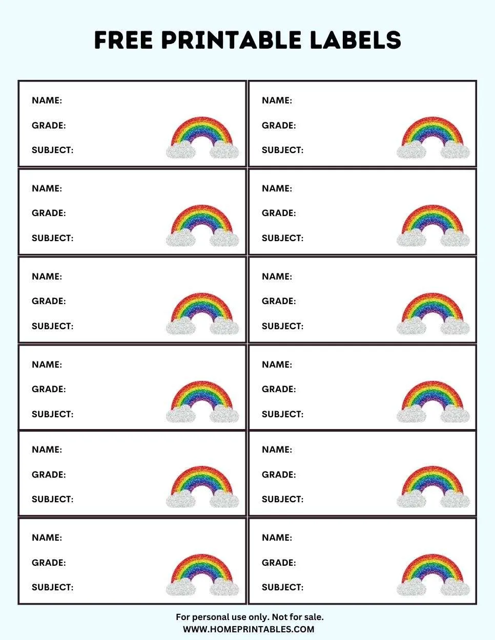 Printable School Labels