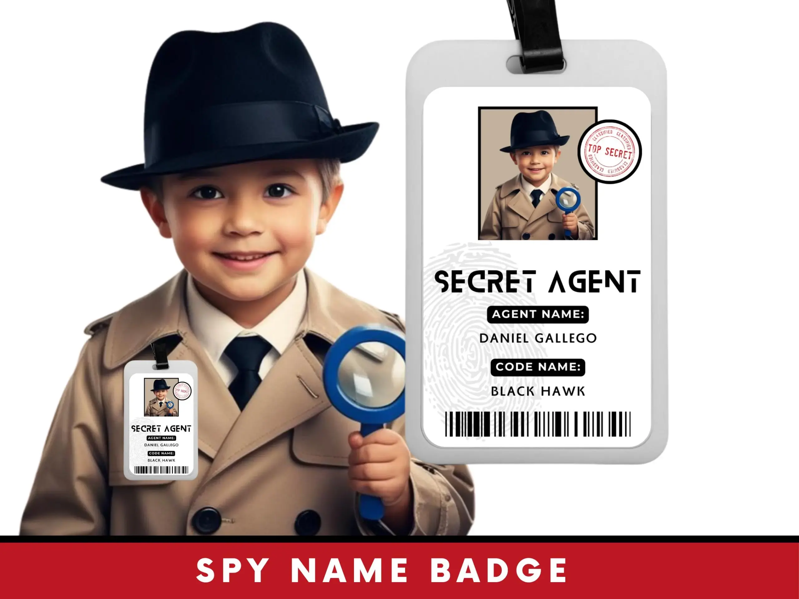Printable Secret Agent Id Spy Name Badge