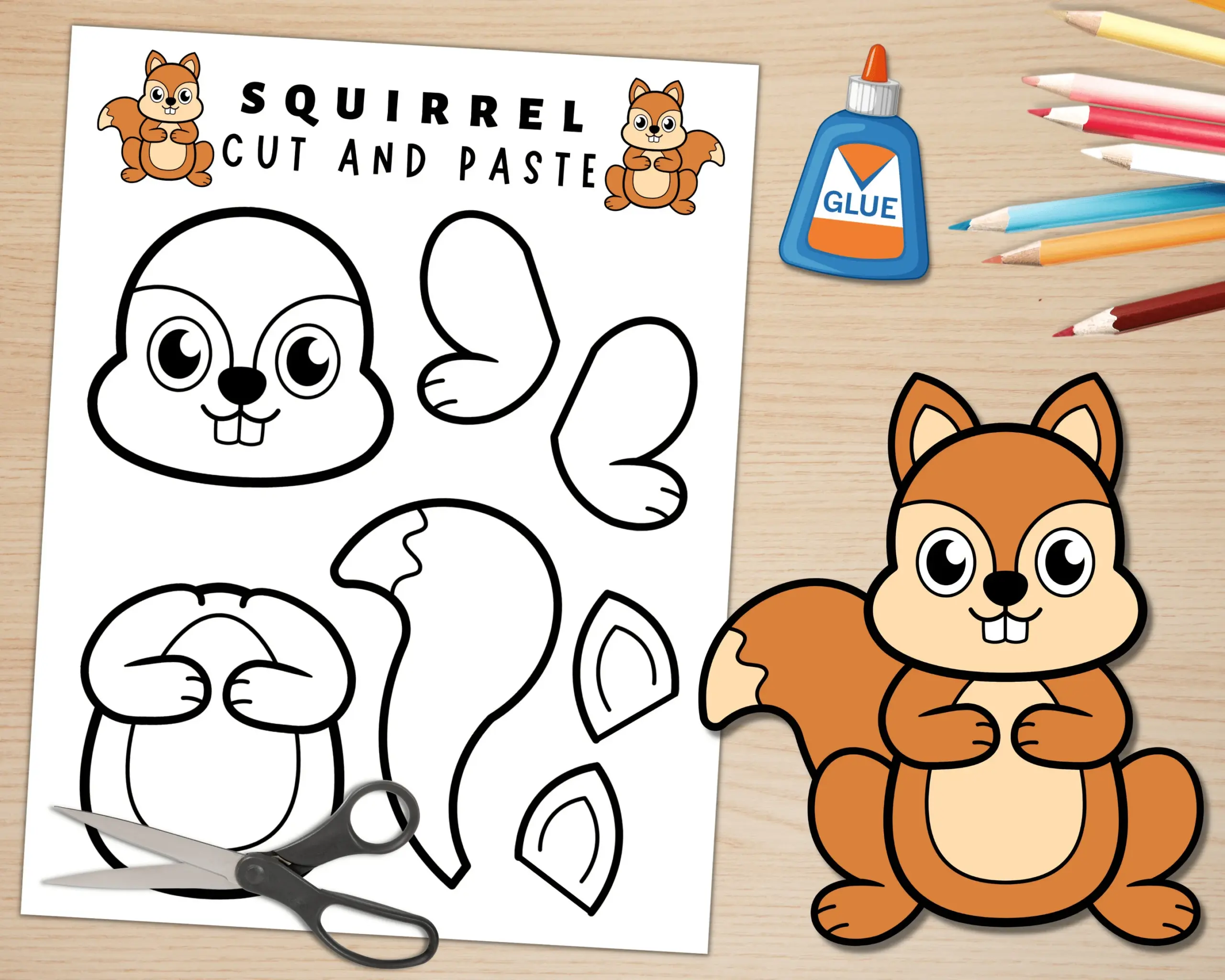 Printable Squirrel Craft Template Forest