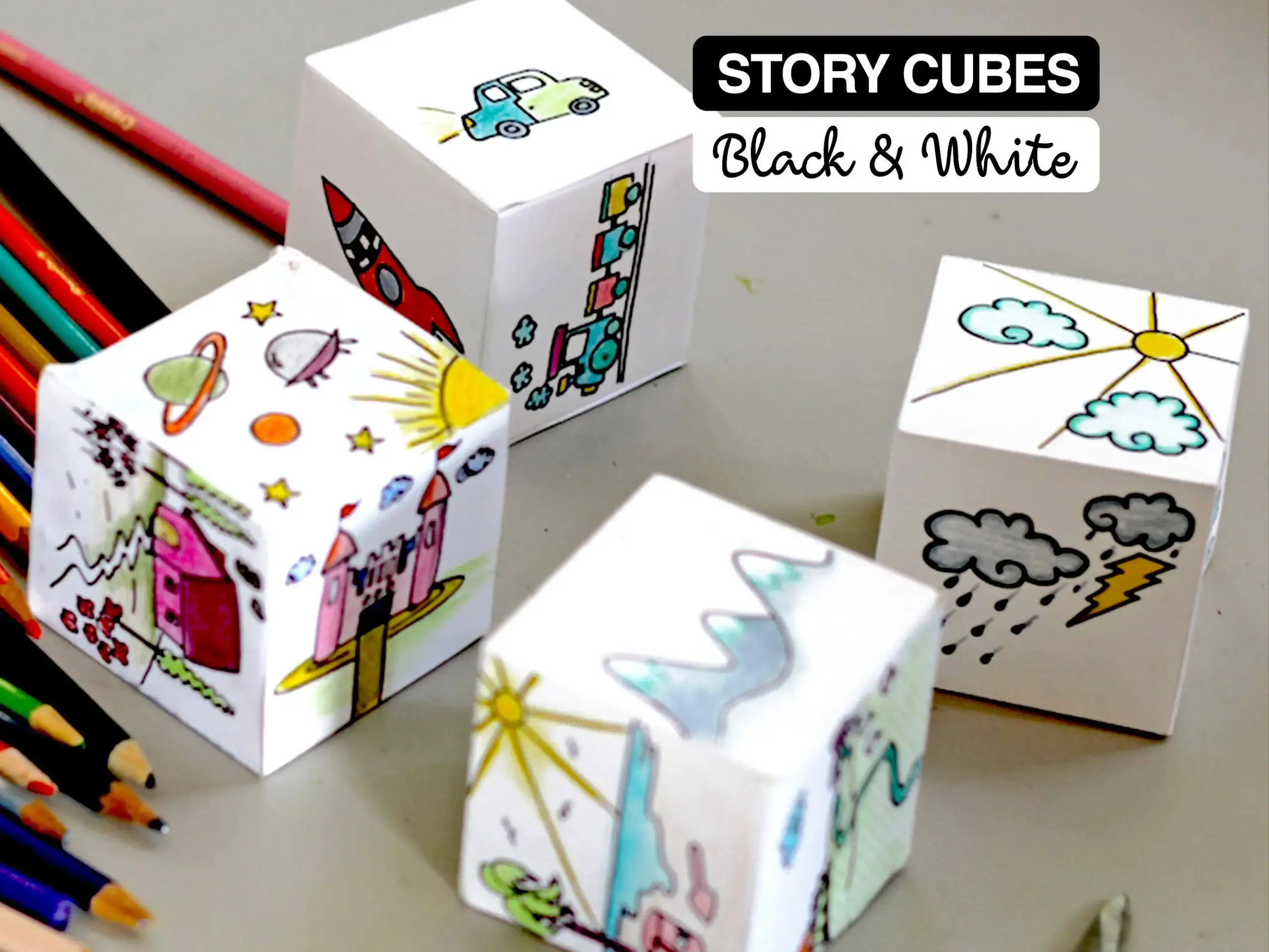 Printable Story Cubes Creative Coloring