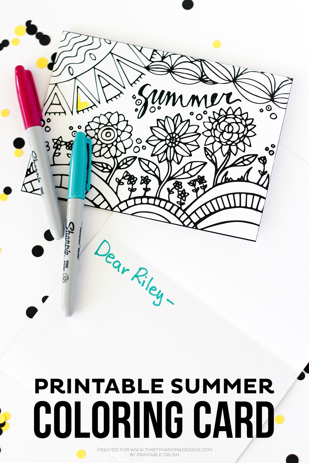 Printable Summer Coloring Card