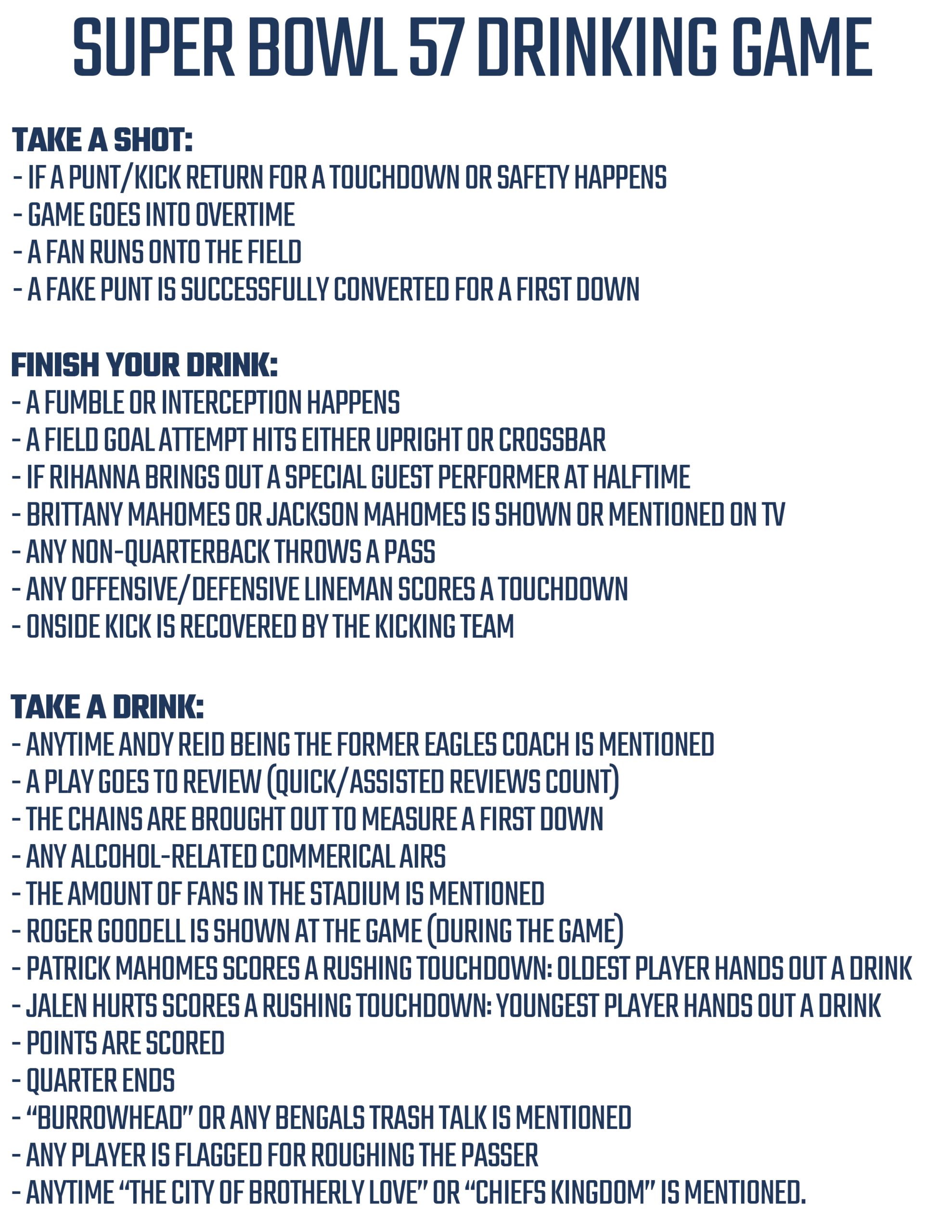 Printable Super Bowl 57 Drinking Game 2023 Chiefs Vs Eagles 01gr26vfdrzj
