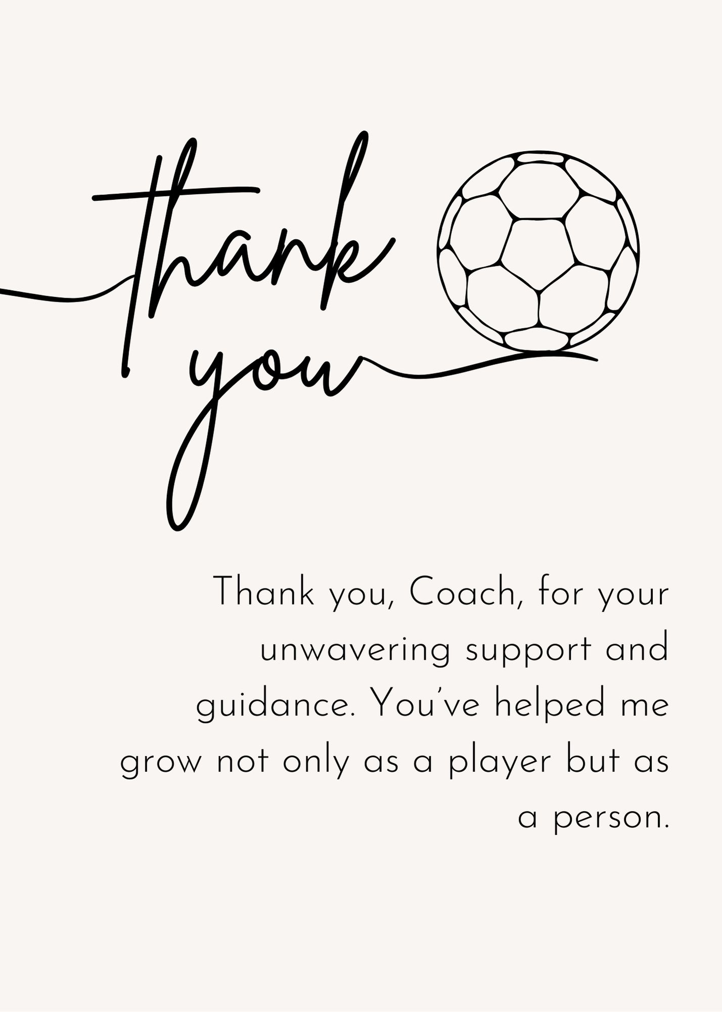 Printable Thank You Card Messages For Soccer Coach