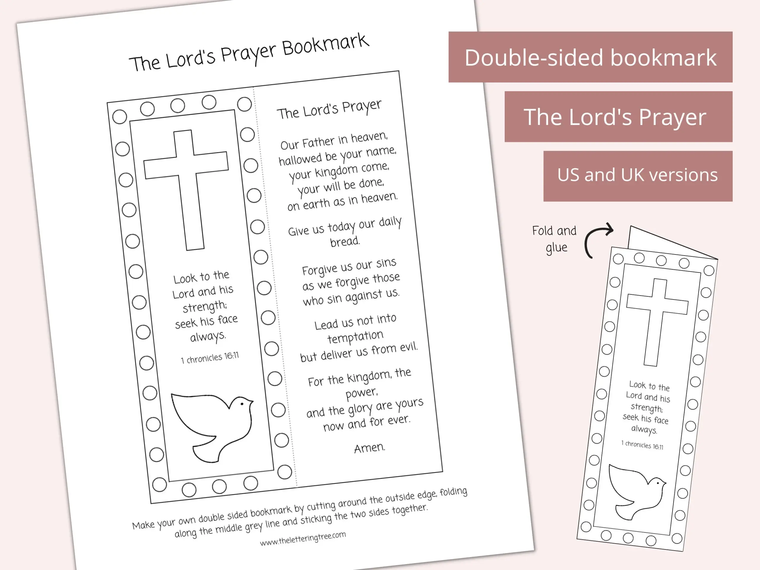 Printable The Lords Prayer Bookmark