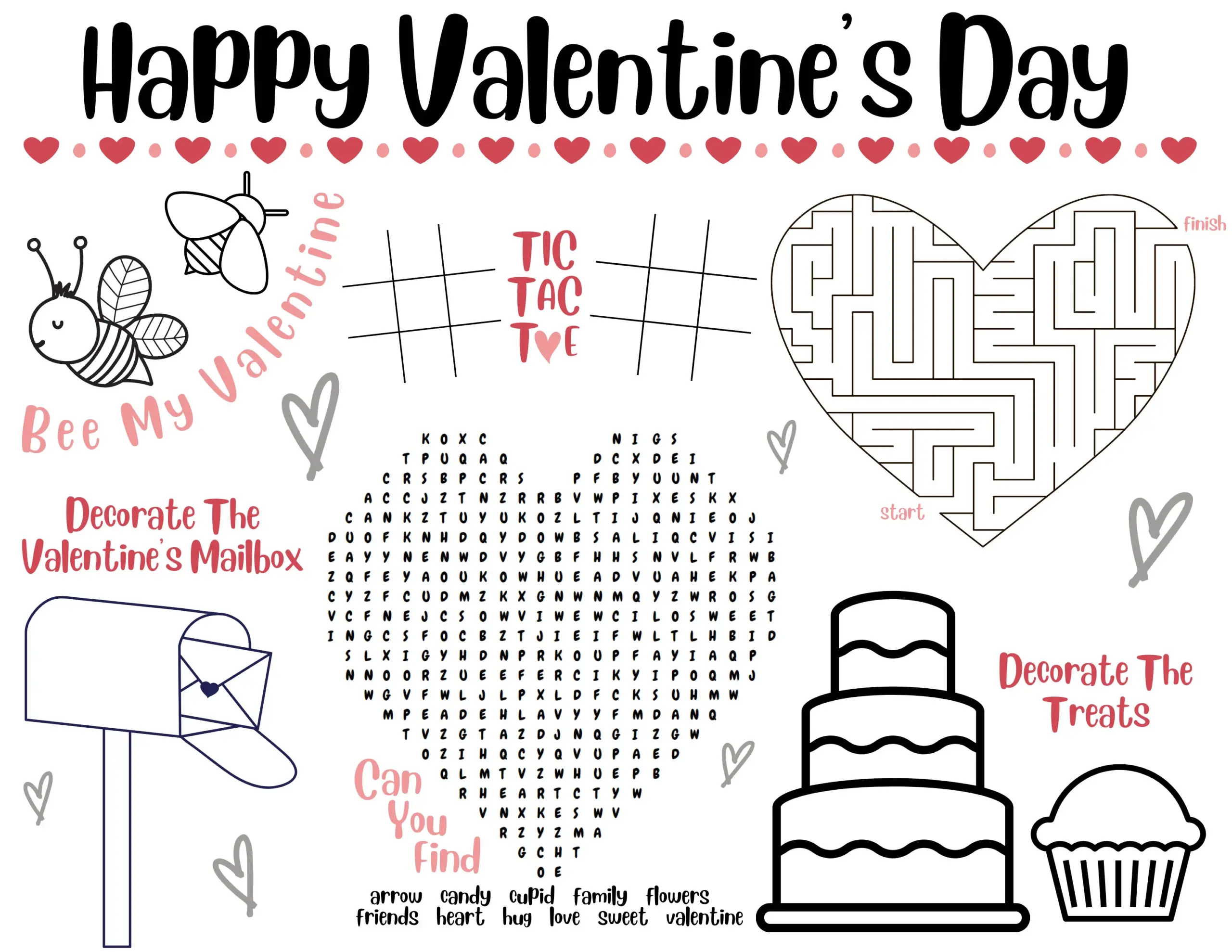 Printable Valentine Activity Sheet
