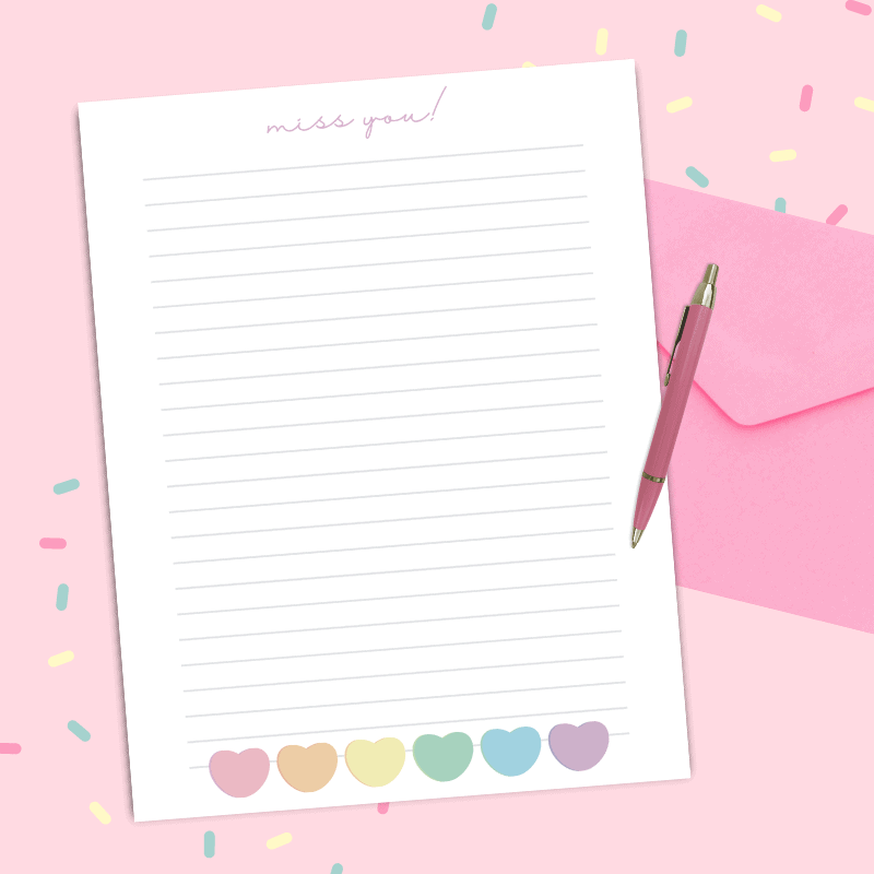 Printable Valentines Day Candy Hearts Stationery