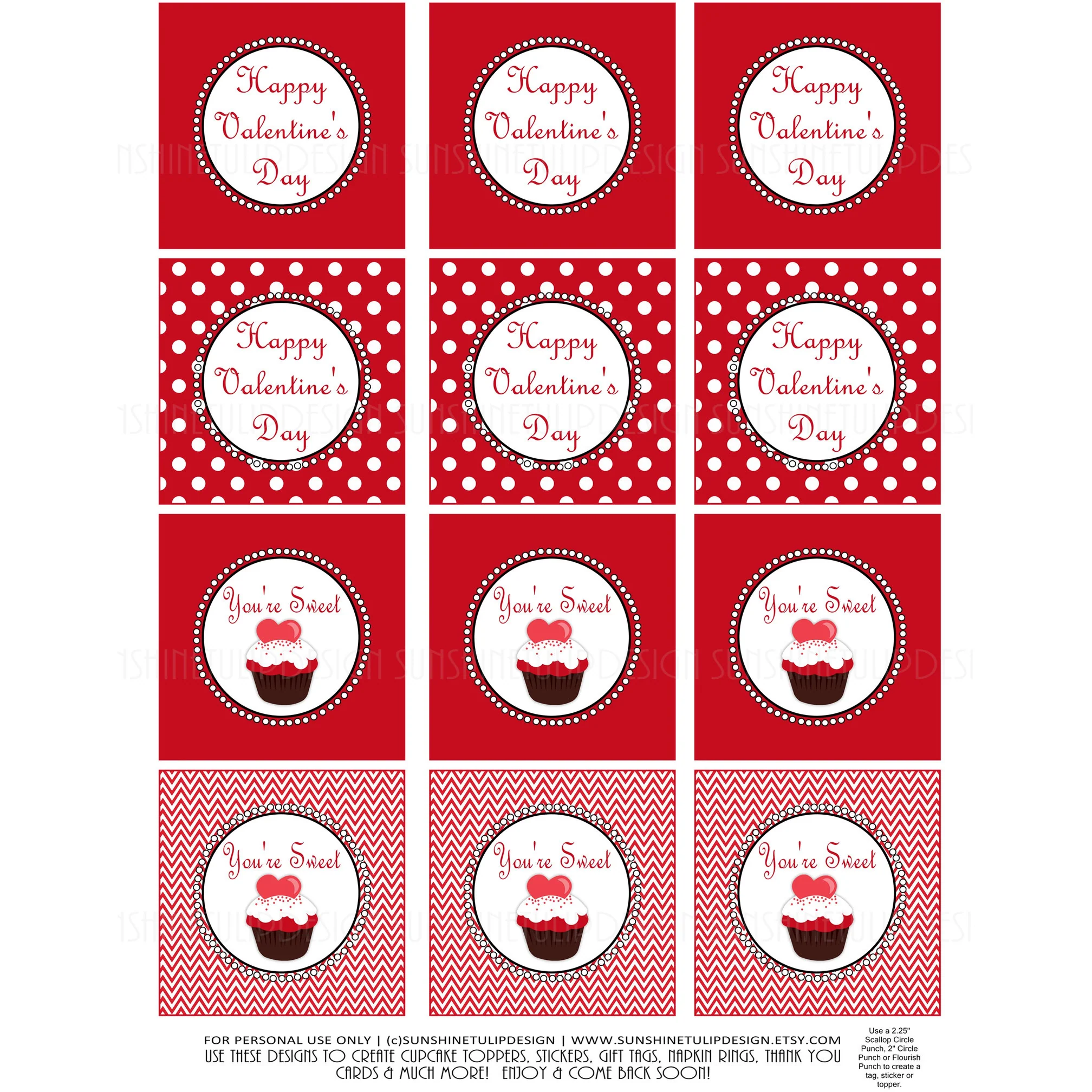 Printable Valentines Day Gift Tags Youre Sweet Valentines Day Gift Tags By Sunshinetulipdesign