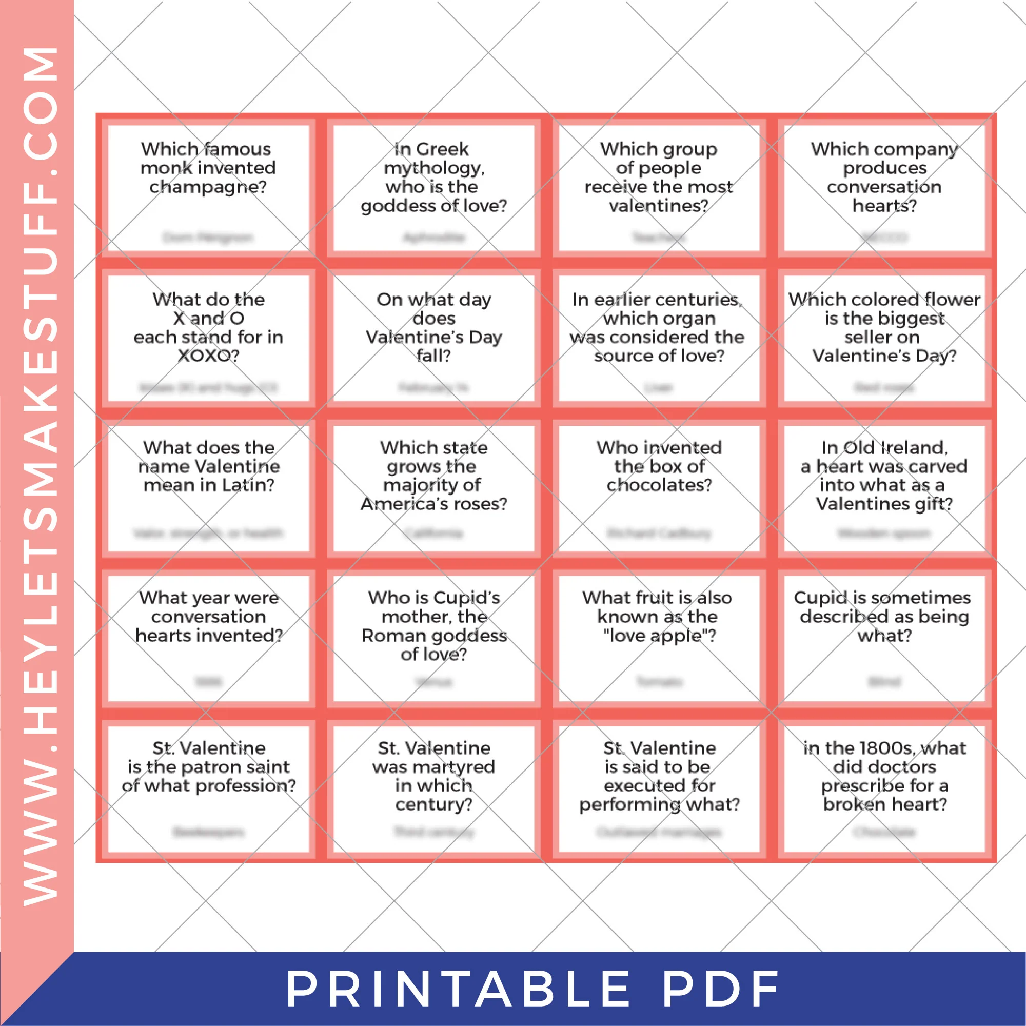 Printable Valentines Day Trivia