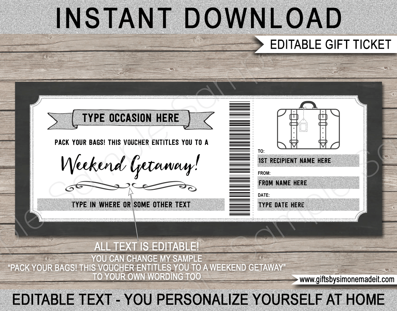 Printable Weekend Away Voucher