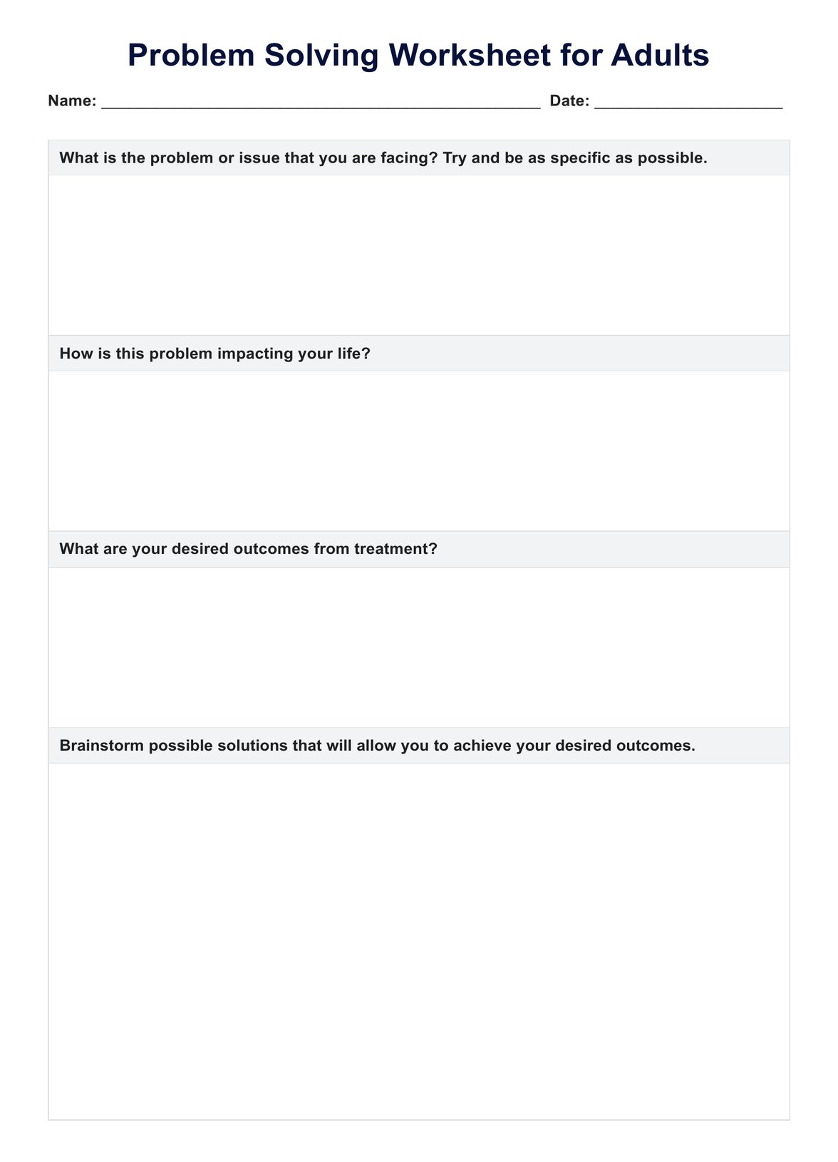 Problem Solving For Adults Worksheets