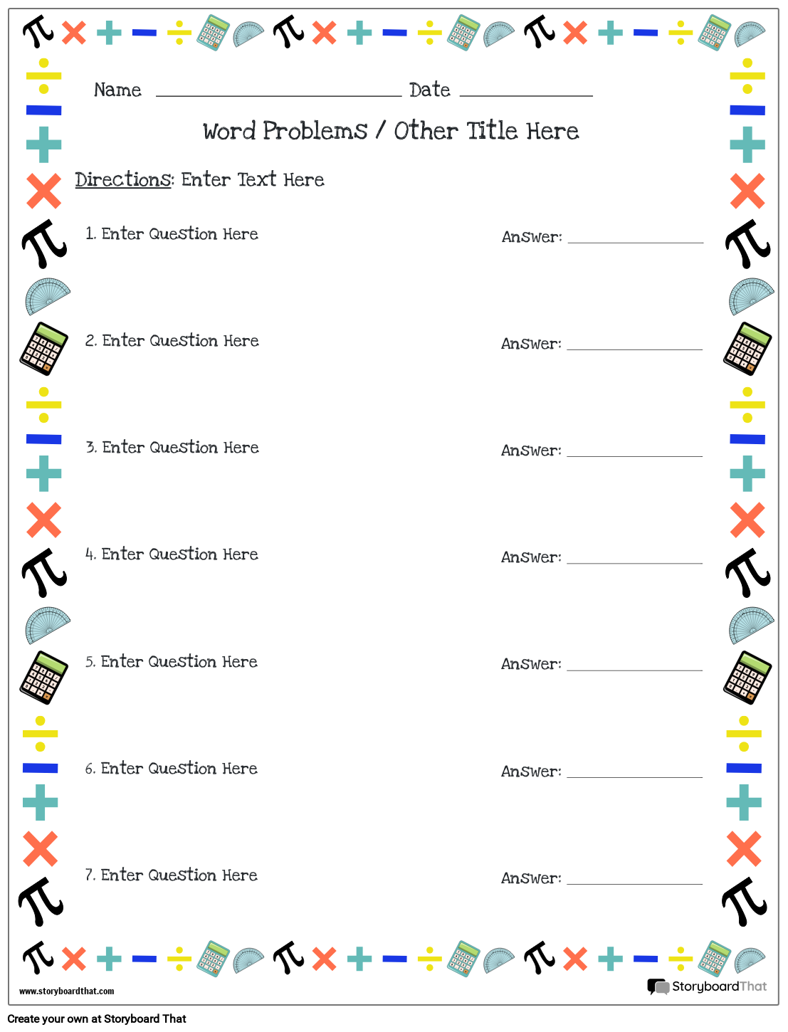 Problem Solving Worksheets