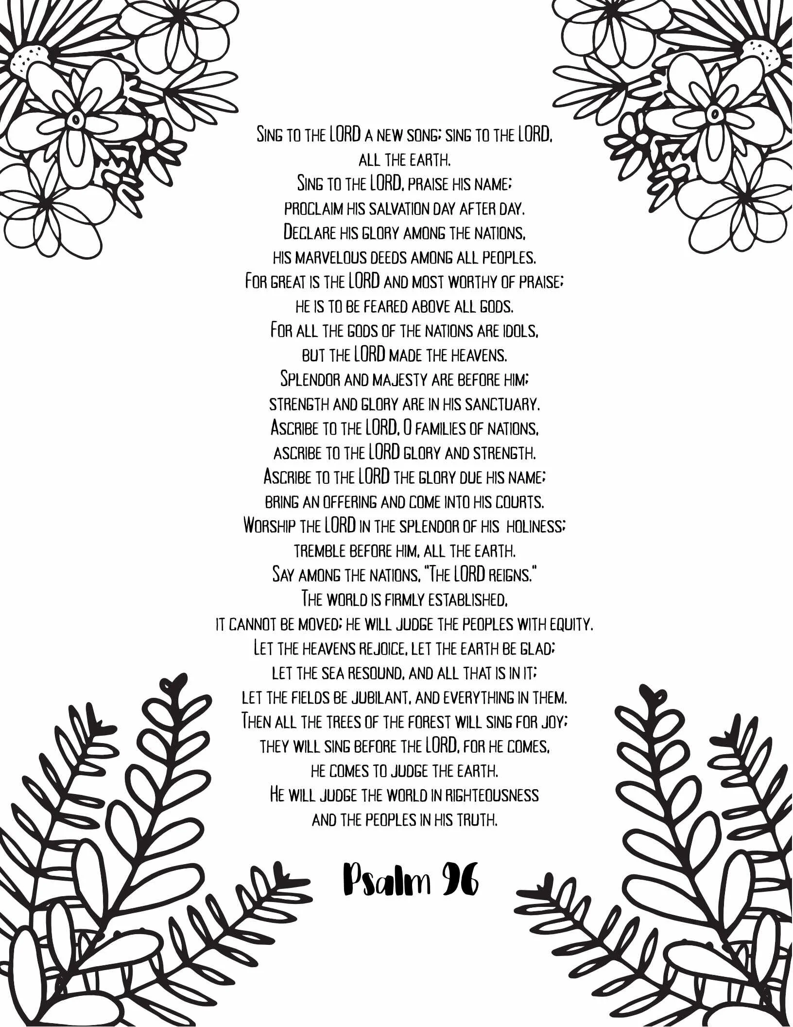 Psalms 91 100 Free Printable Psalm Adult Coloring Pages