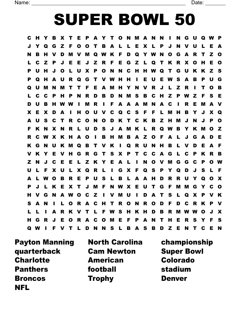 printable super bowl word search