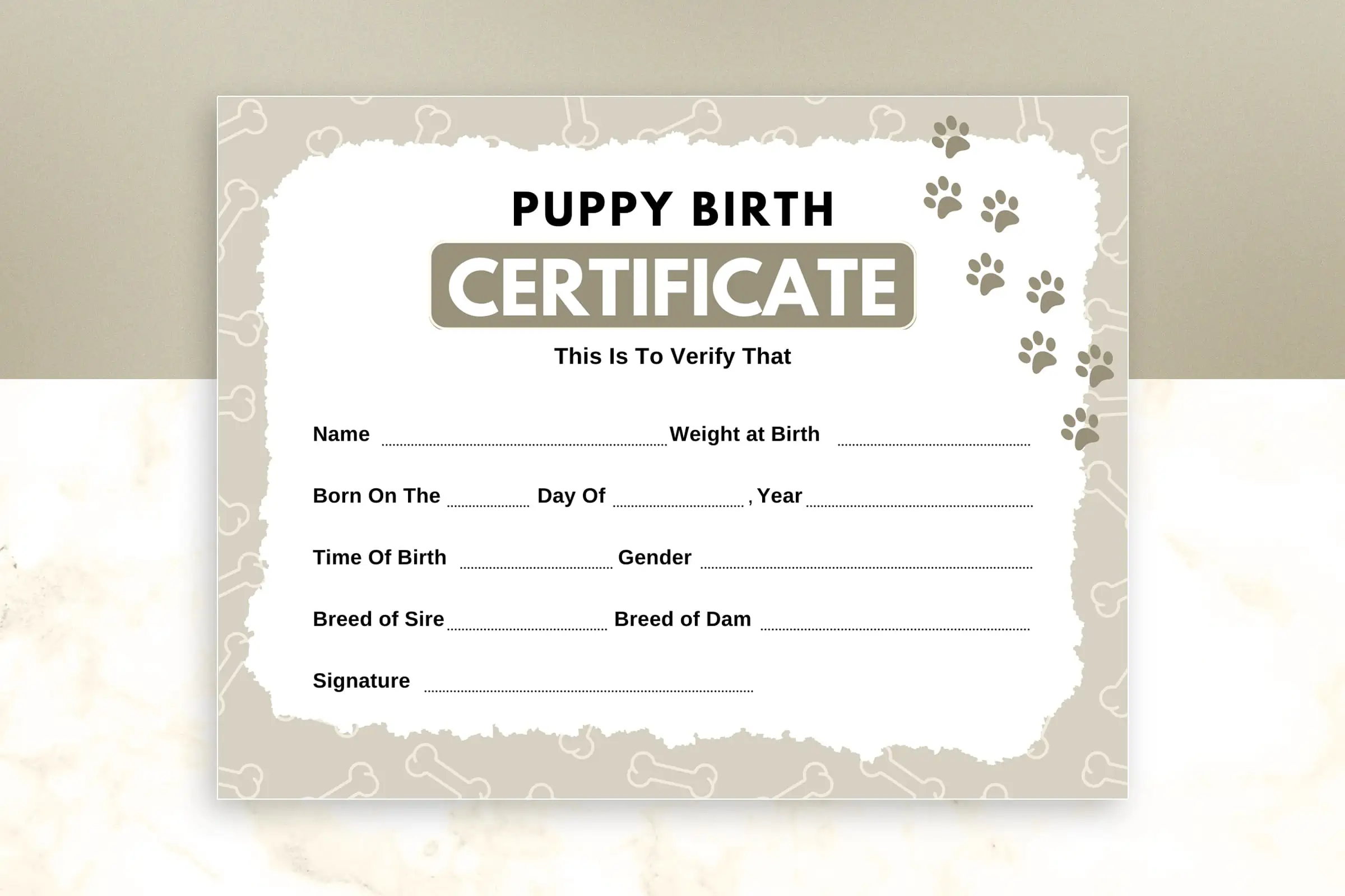 free printable birth certificates for puppies
