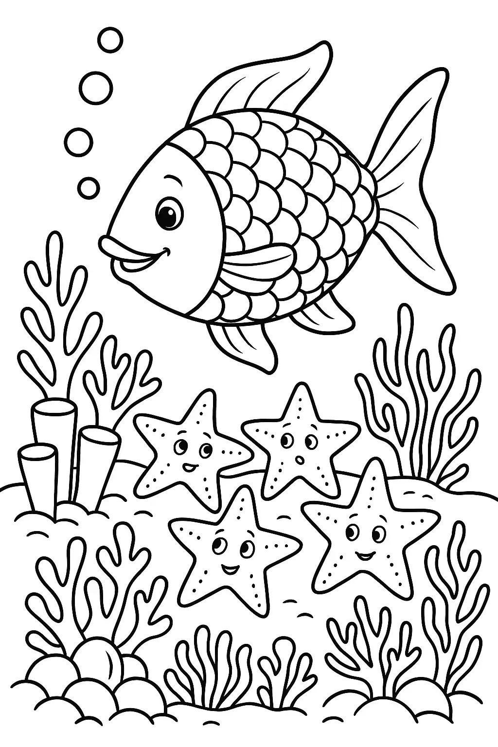 Rainbow Fish Coloring Pages