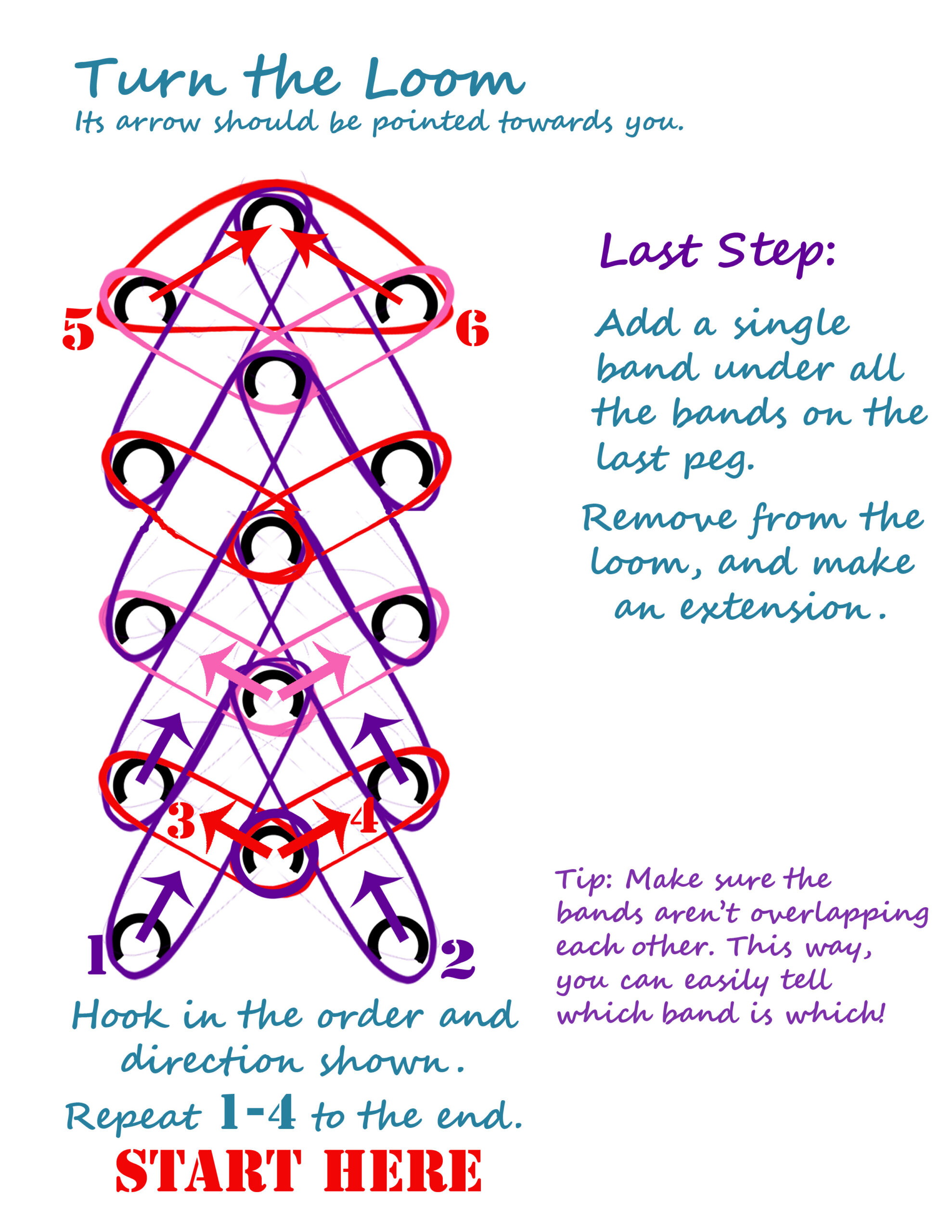 Rainbow Loom Heart Bracelet Written Instructions