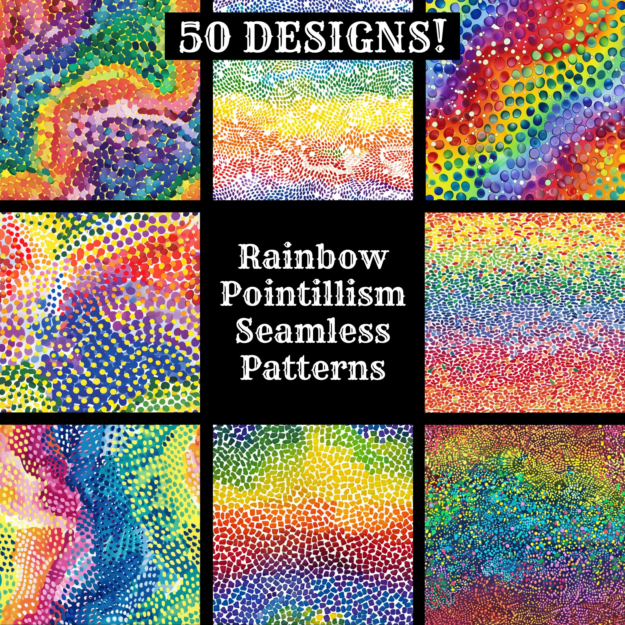 Rainbow Pointillism Seamless Pattern